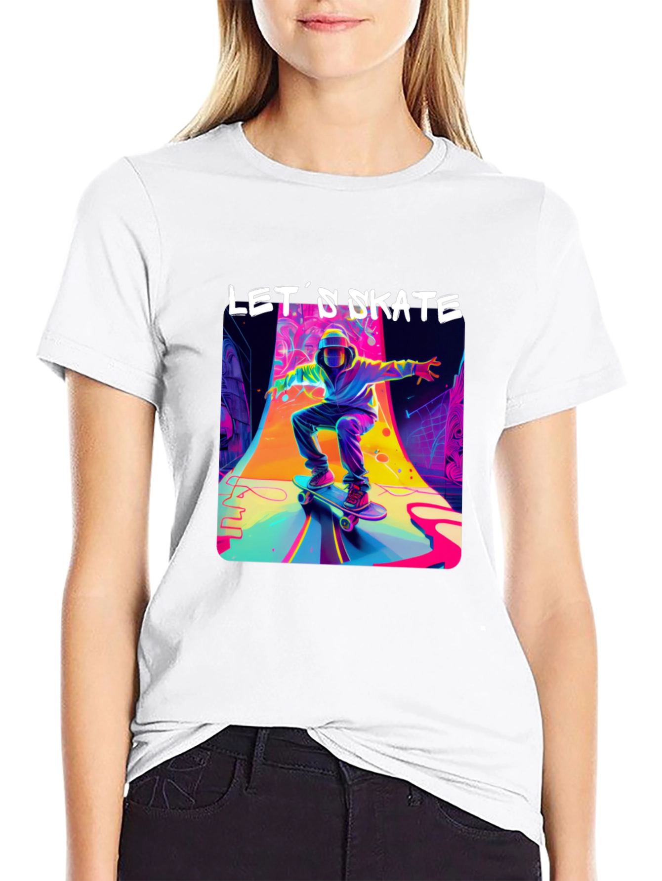 Lets Skate Graphic T-Shirt - Cool Skateboarder Design