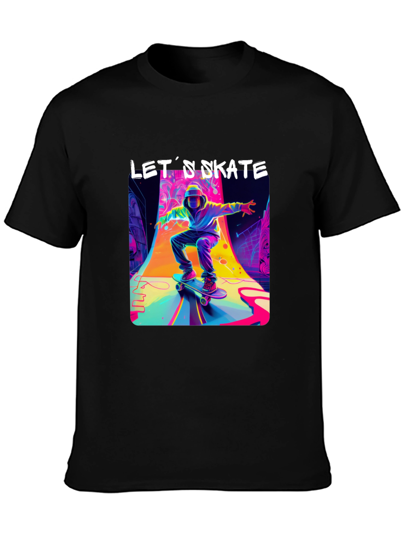 Lets Skate Graphic T-Shirt - Cool Skateboarder Design