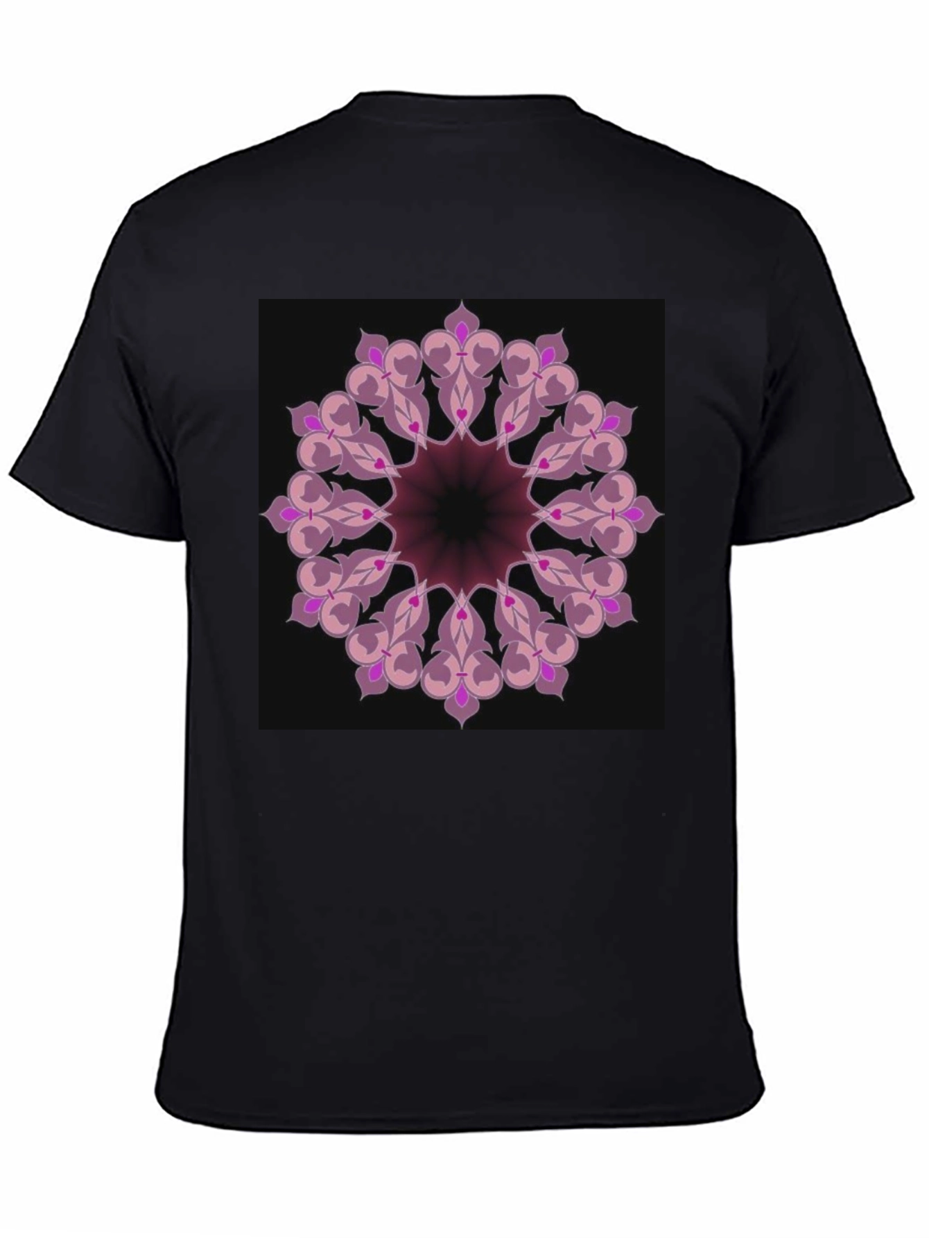 Black T-Shirt with Mandala Design
