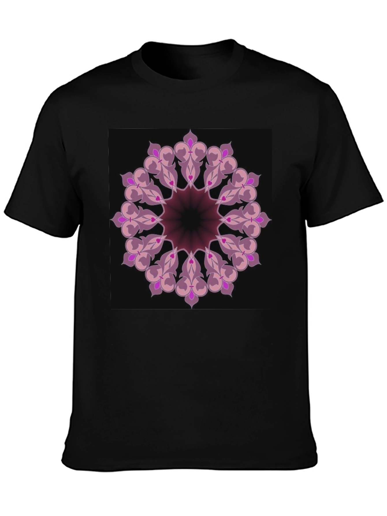 Black T-Shirt with Mandala Design