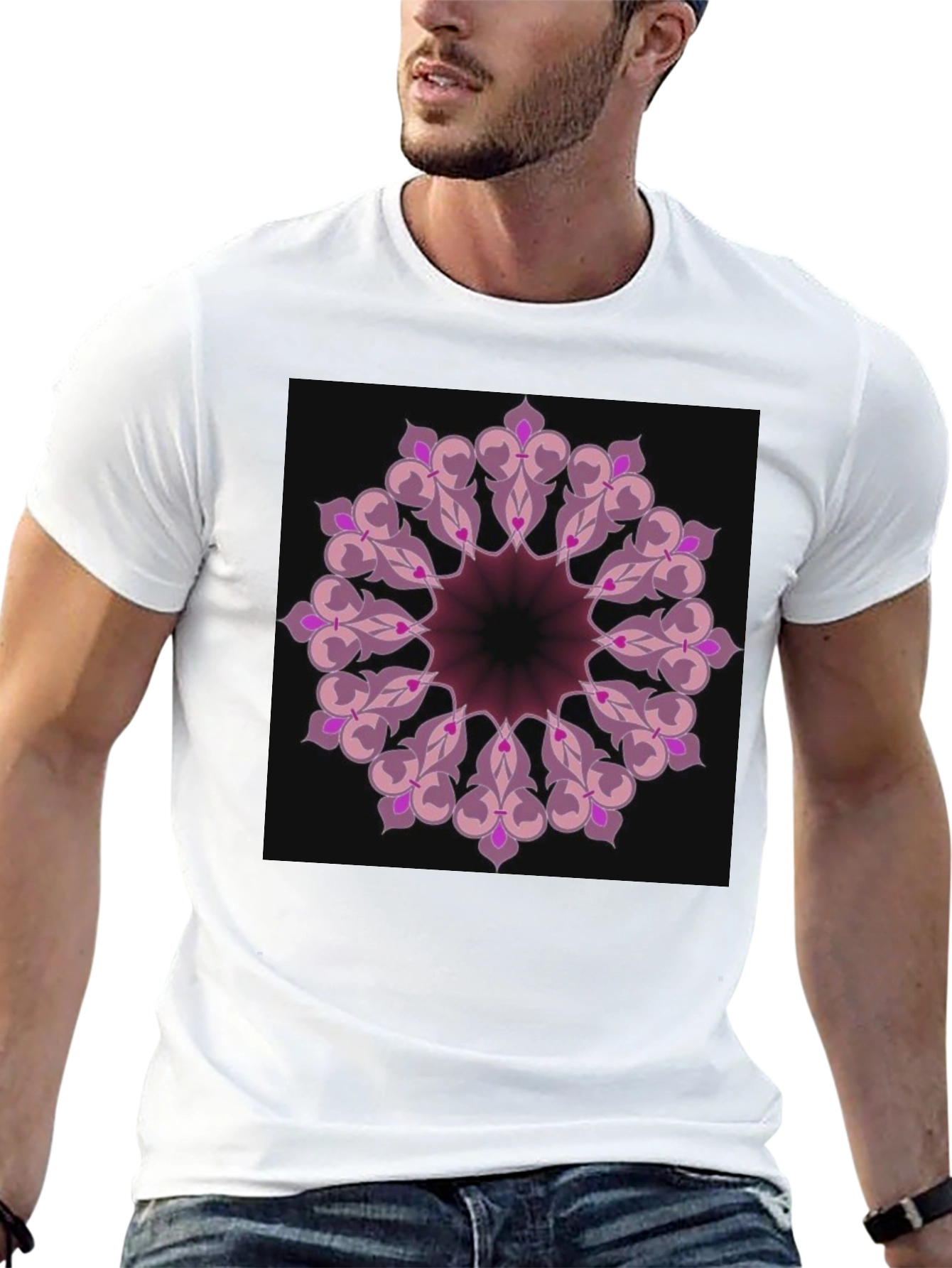 Black T-Shirt with Mandala Design