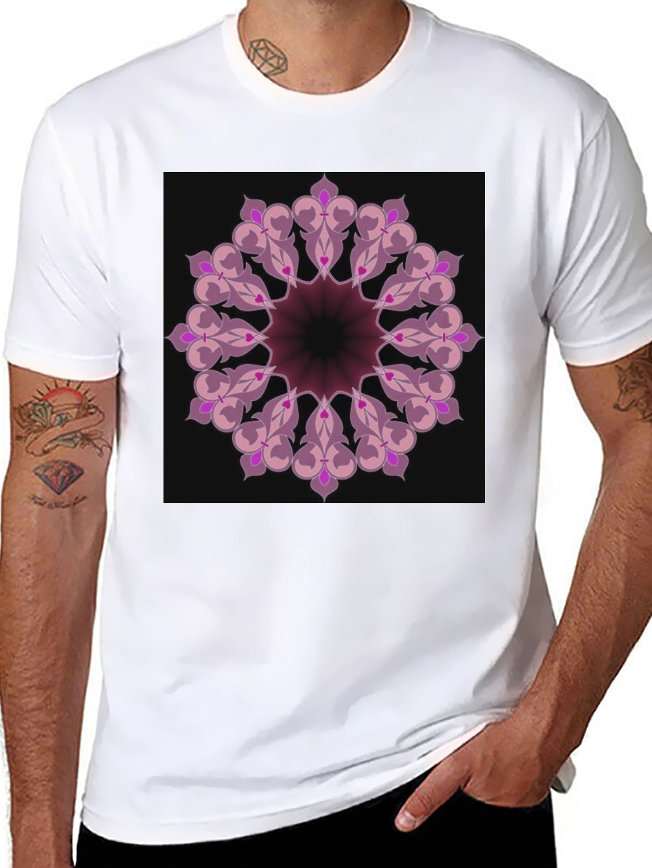 Black T-Shirt with Mandala Design