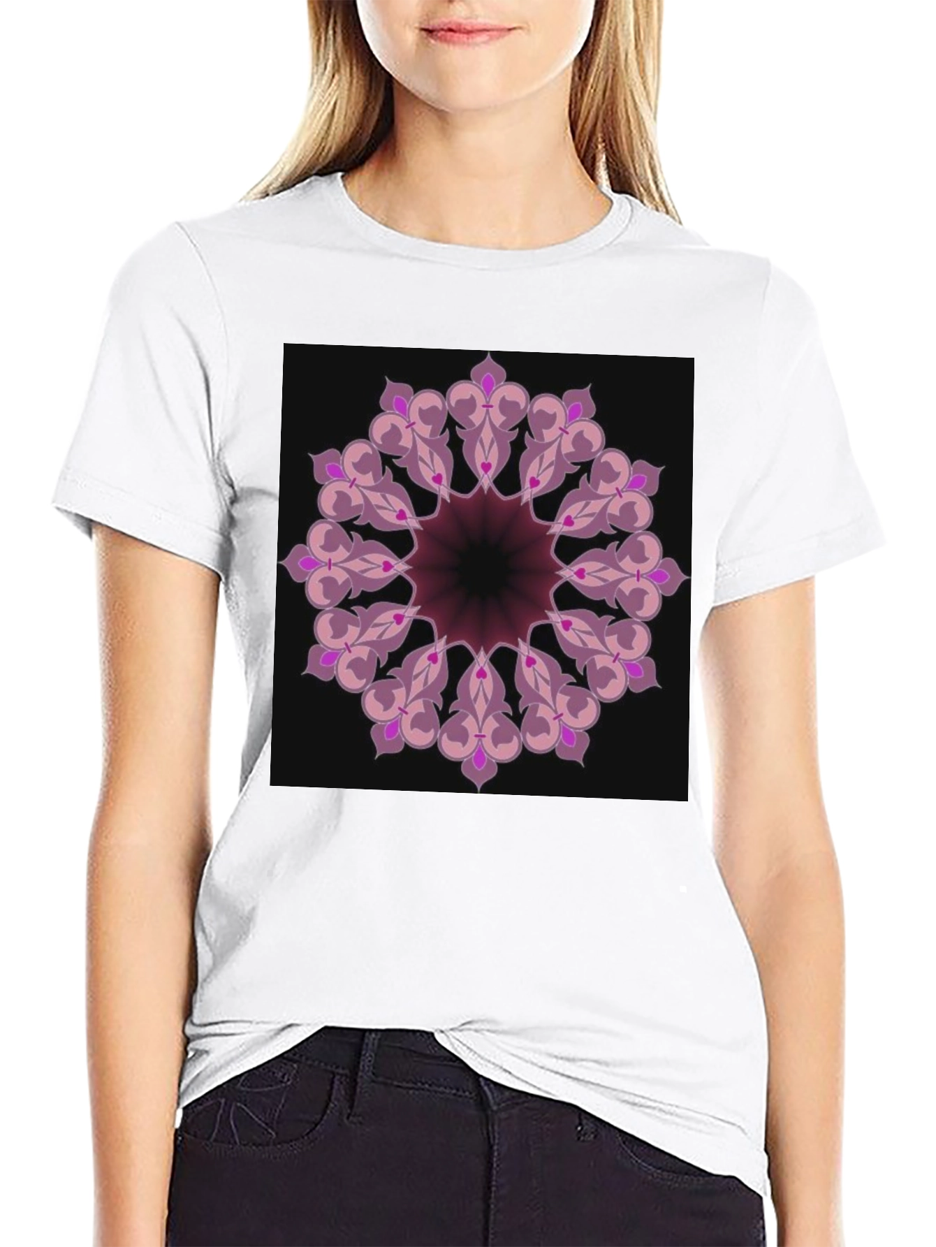 Black T-Shirt with Mandala Design