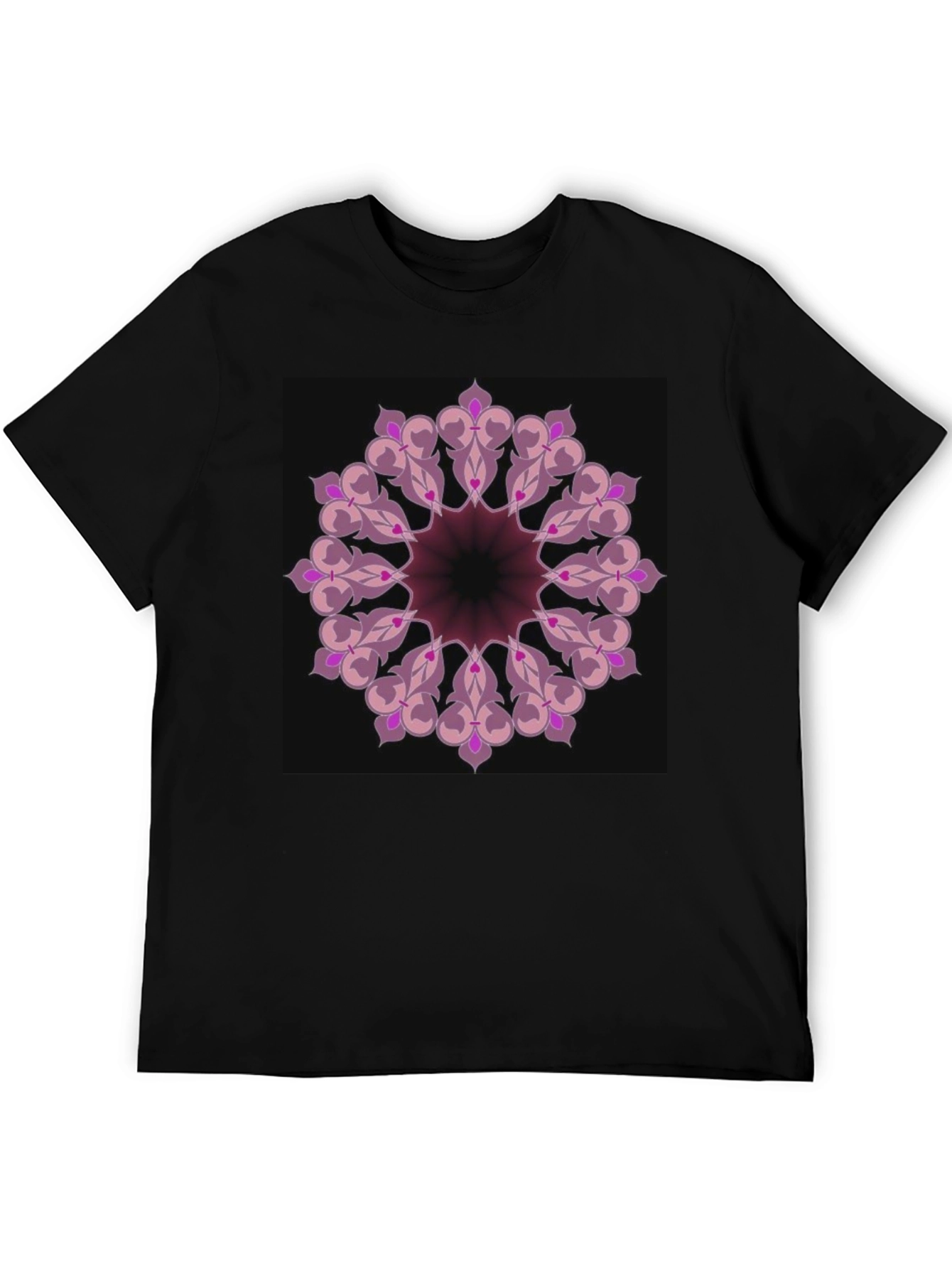 Black T-Shirt with Mandala Design