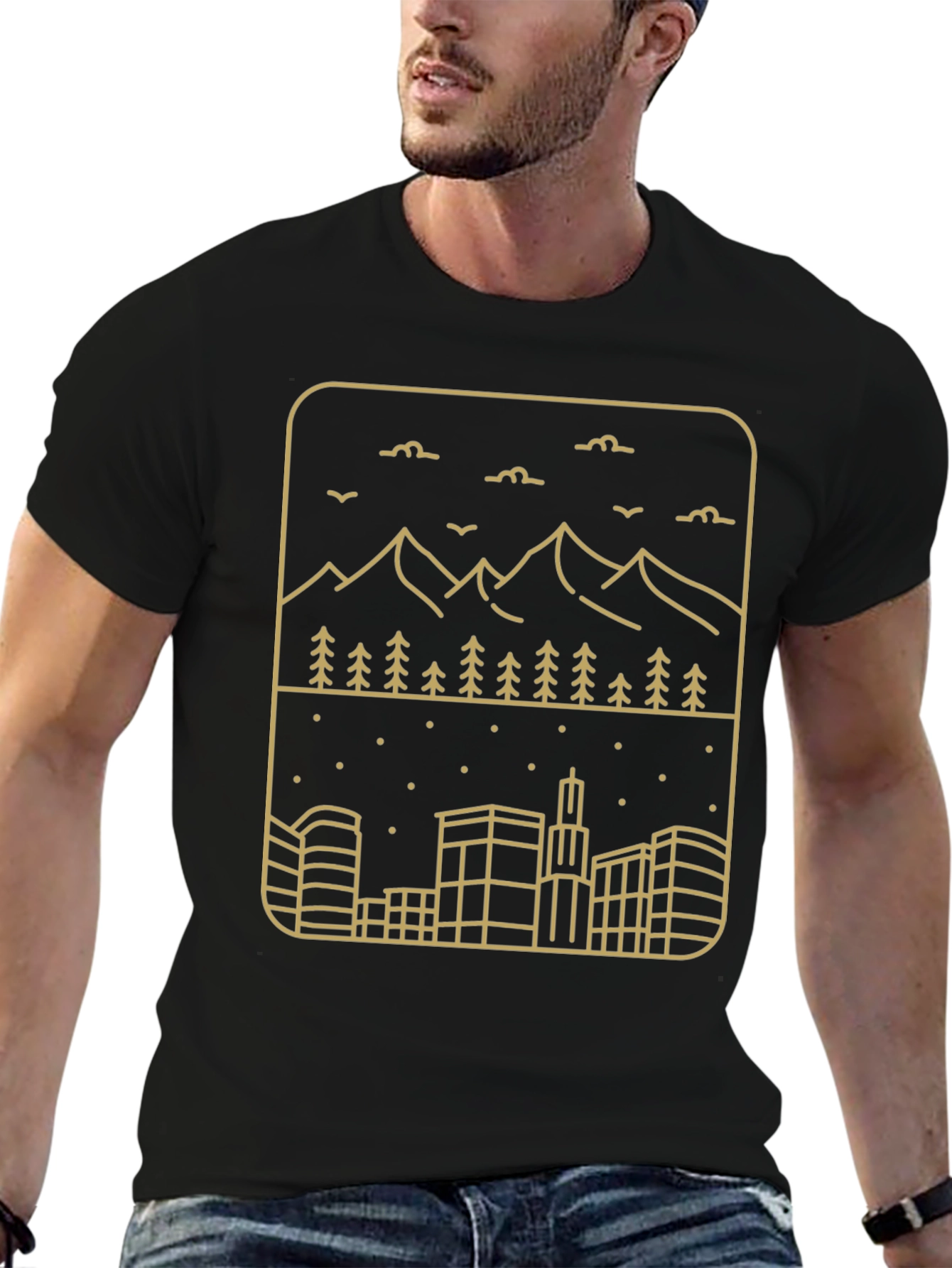 City & Mountain Graphic T-Shirt