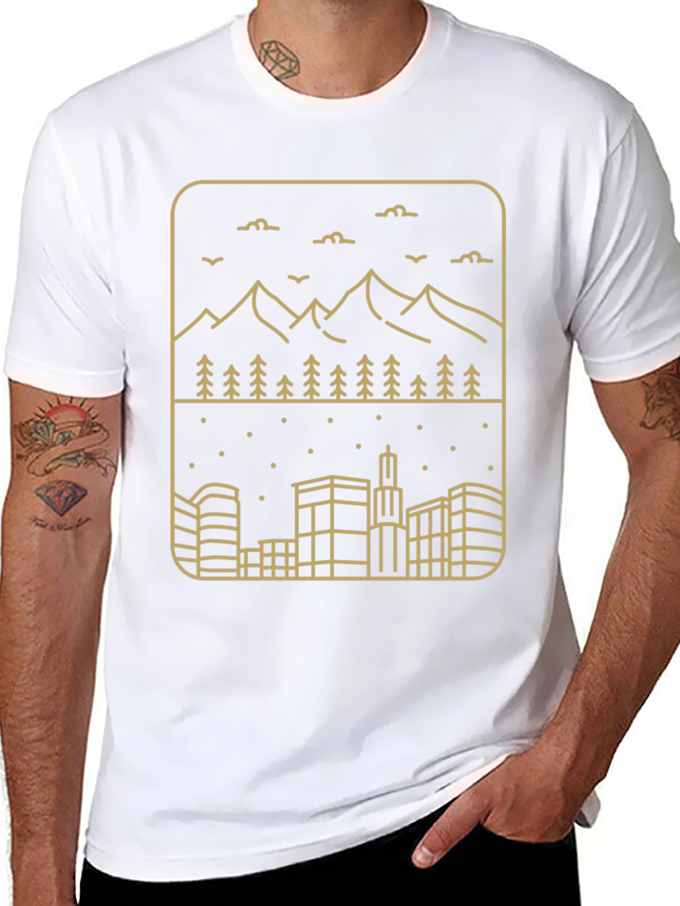 City & Mountain Graphic T-Shirt