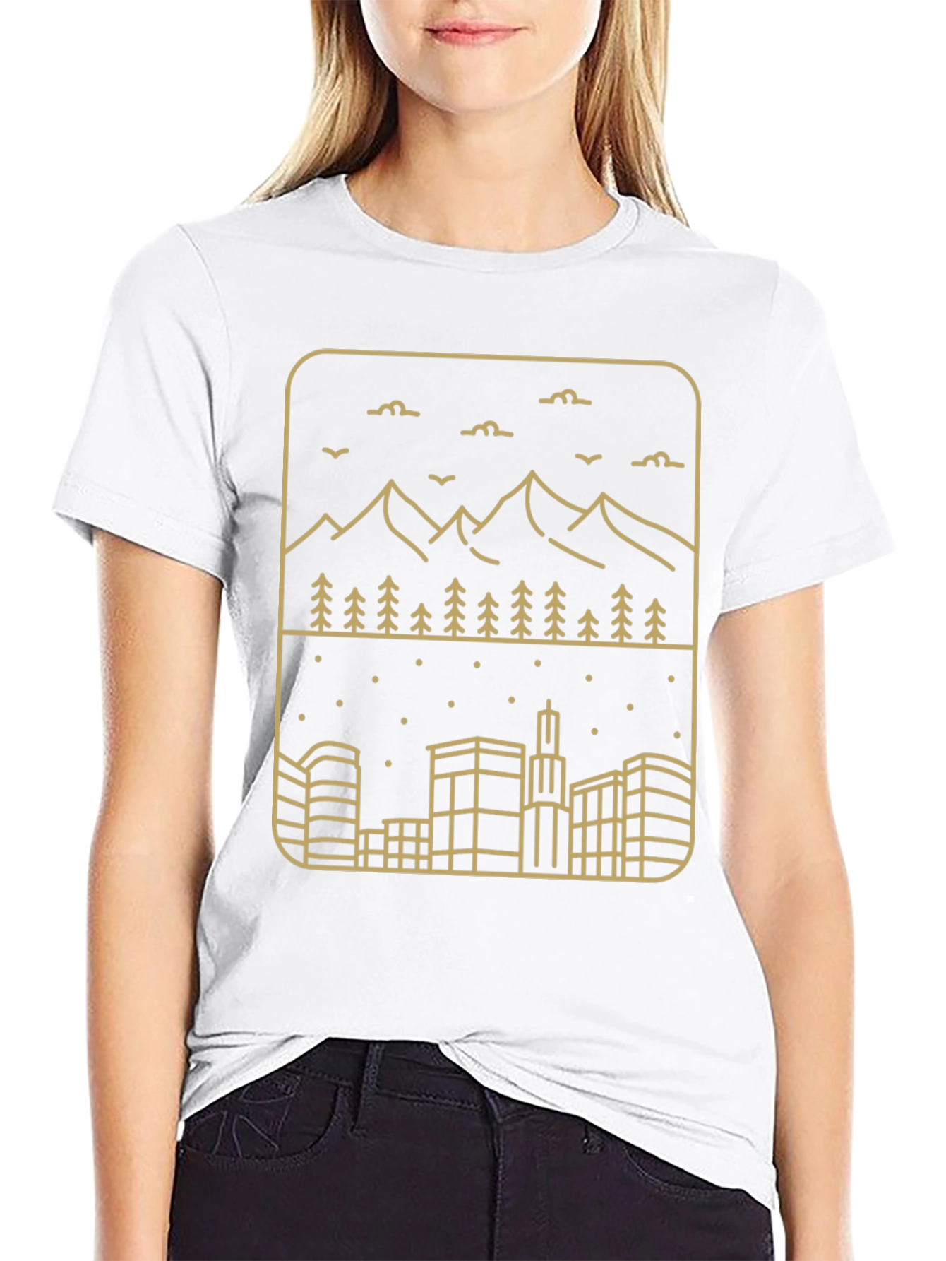 City & Mountain Graphic T-Shirt