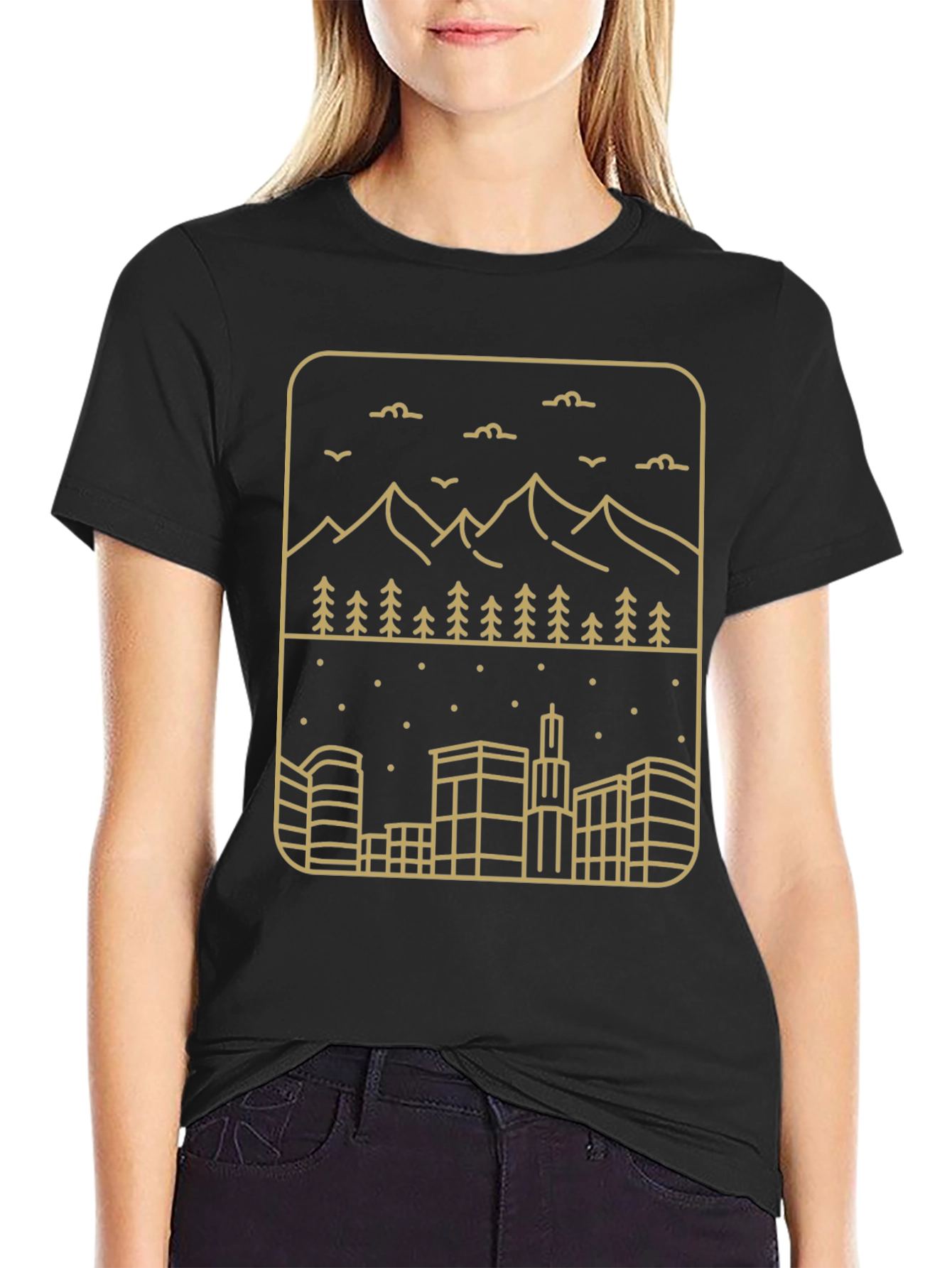City & Mountain Graphic T-Shirt