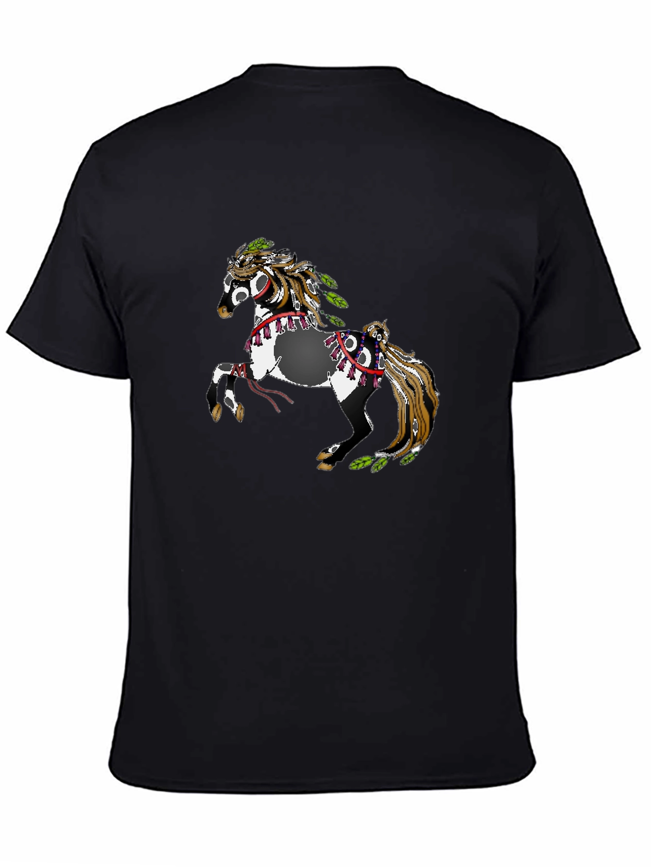 Black T-Shirt with Horse Motif