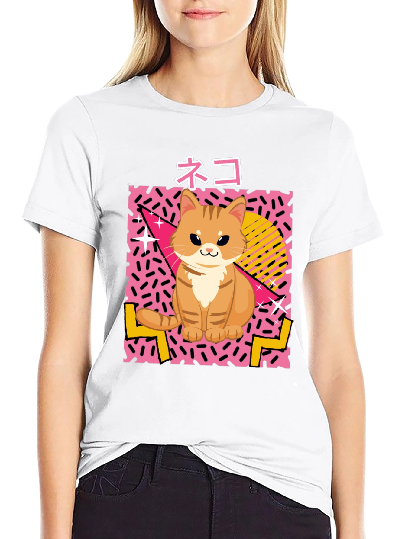 Retro Neko Cat T-Shirt - 80s Style!