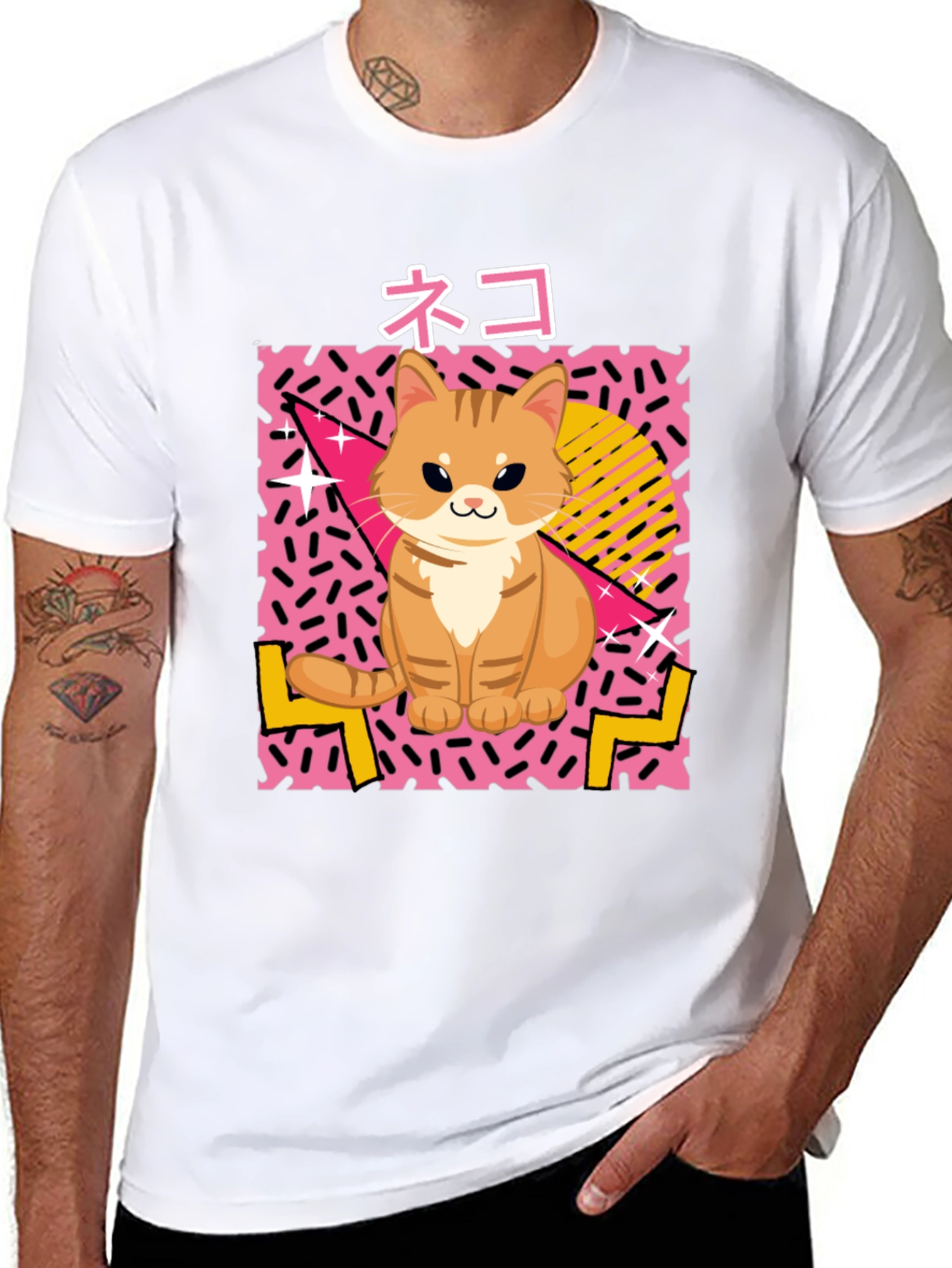 Retro Neko Cat T-Shirt - 80s Style!