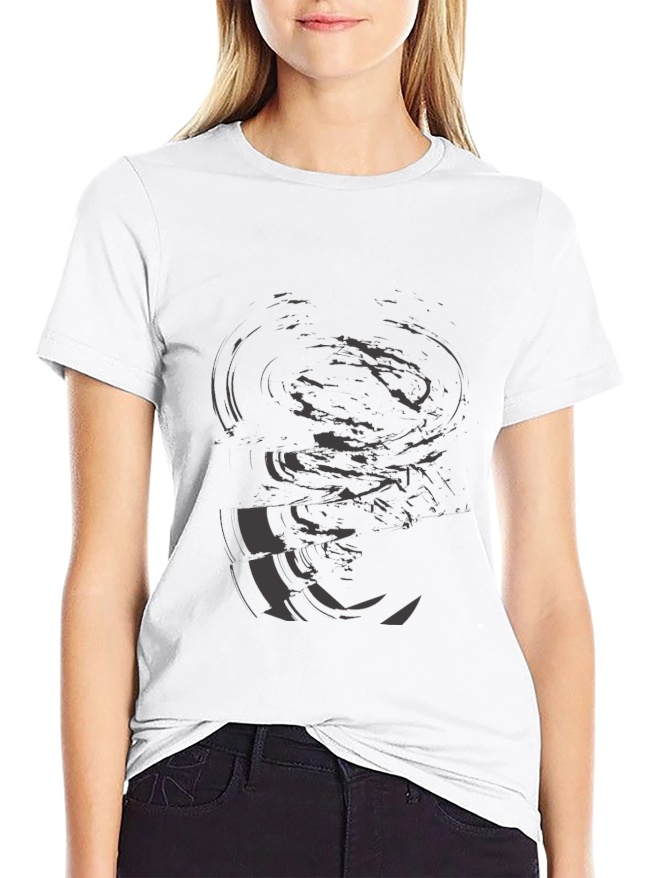 Abstract Graphic Print Mens Black T-Shirt