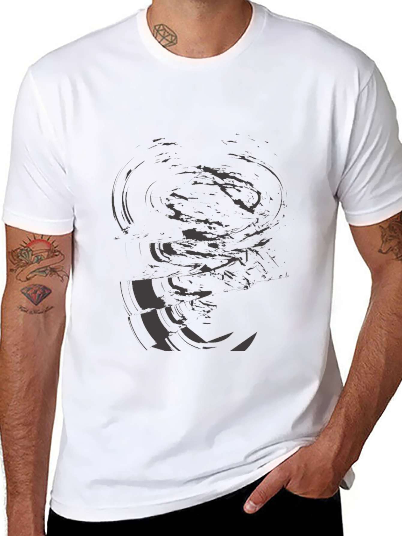 Abstract Graphic Print Mens Black T-Shirt