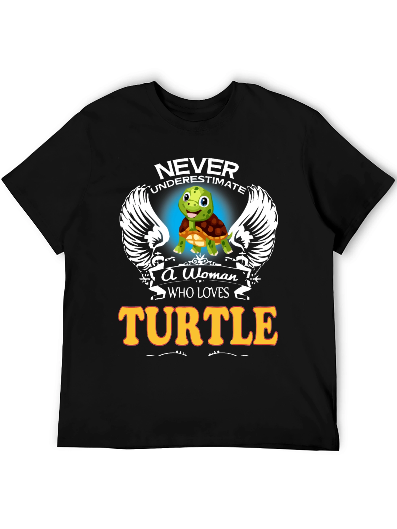 Never Underestimate Woman Turtle Lover Black T-Shirt