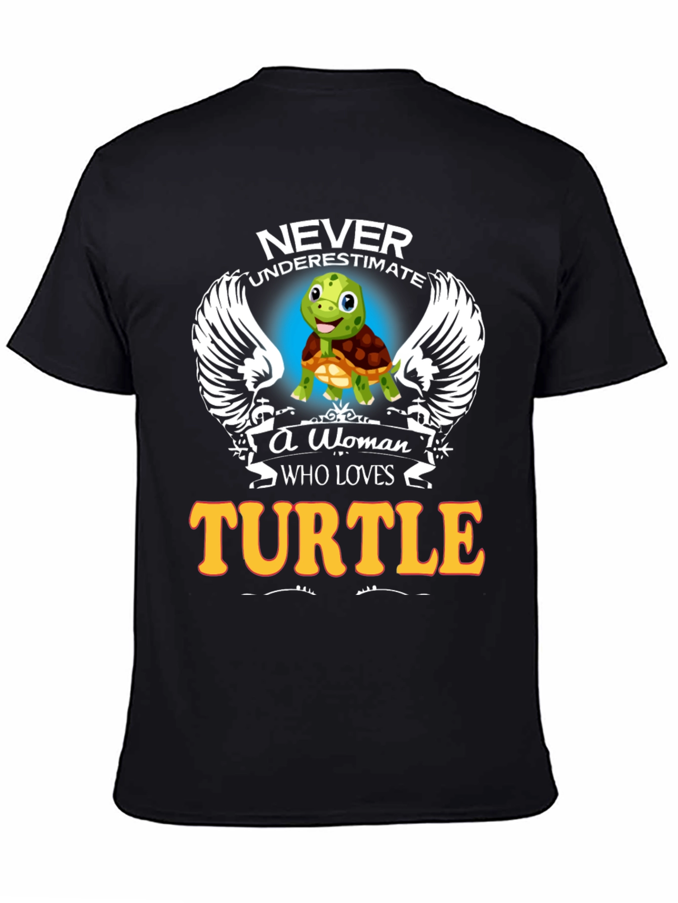 Never Underestimate Woman Turtle Lover Black T-Shirt