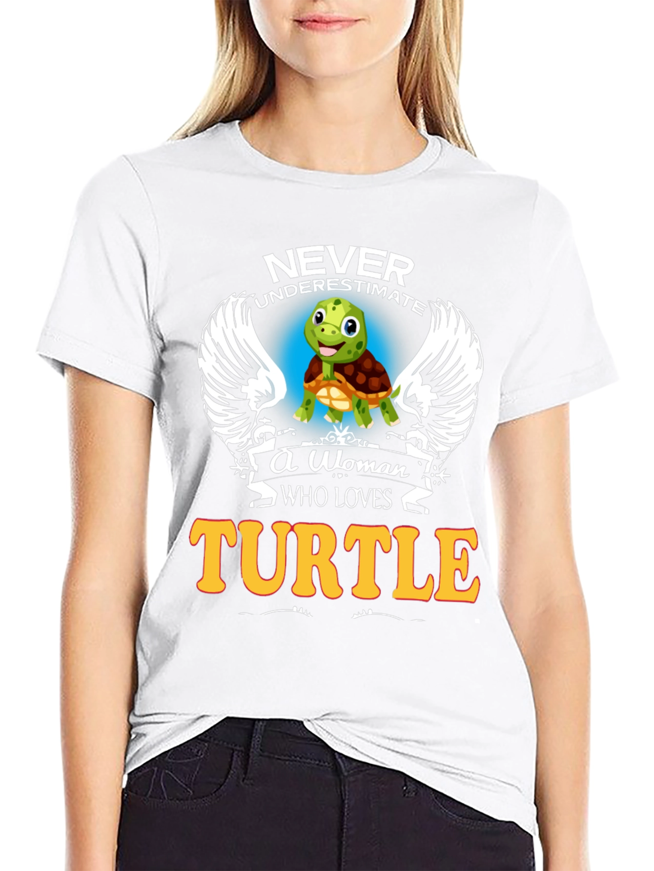 Never Underestimate Woman Turtle Lover Black T-Shirt