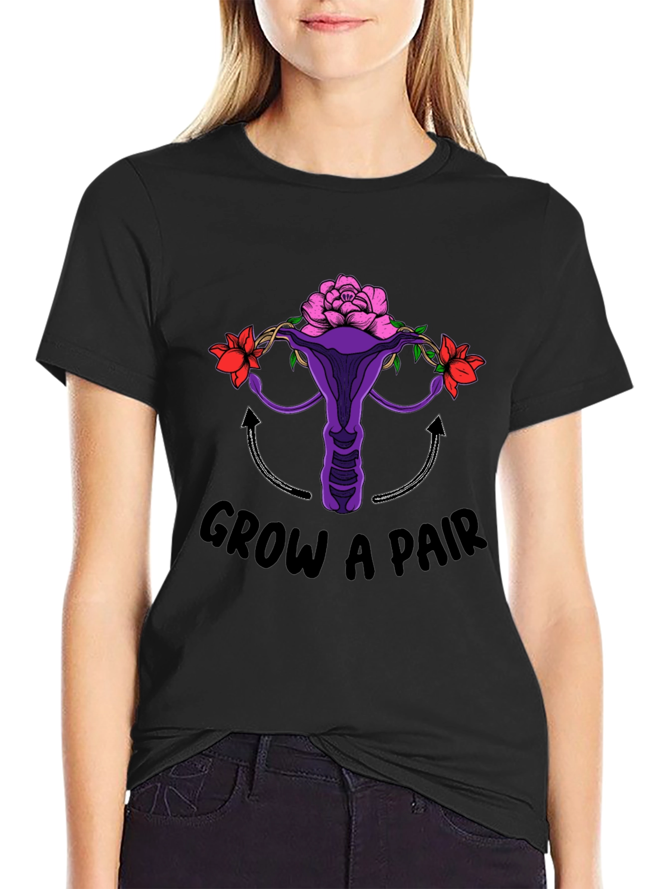 Grow A Pair Uterus & Flowers T-Shirt