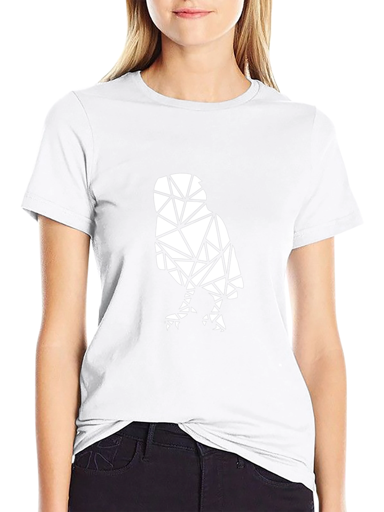 Geometric Owl Graphic Tee - Stylish Black Cotton Shirt