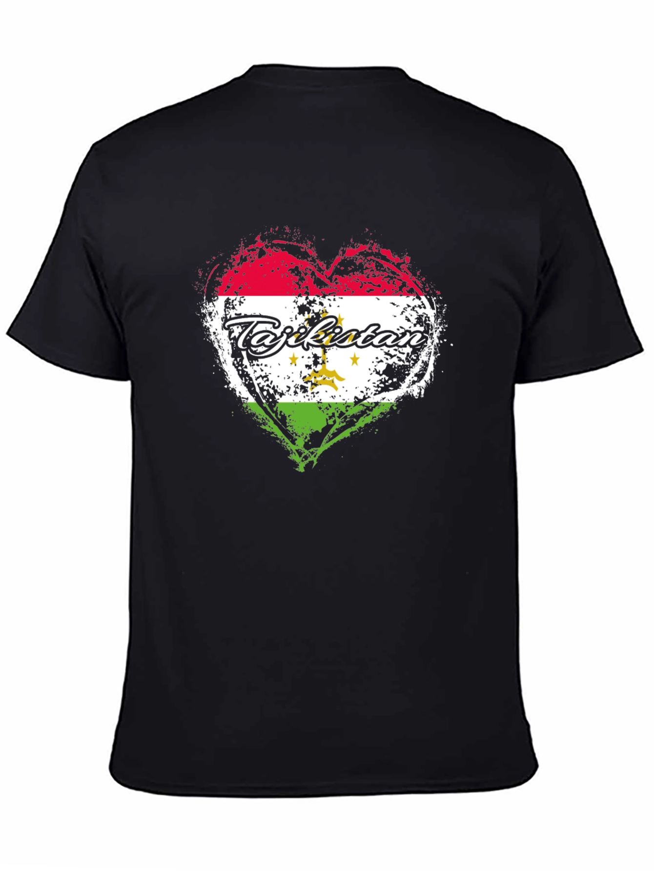 Tajikistan Flag Heart T-Shirt - Black Graphic Tee