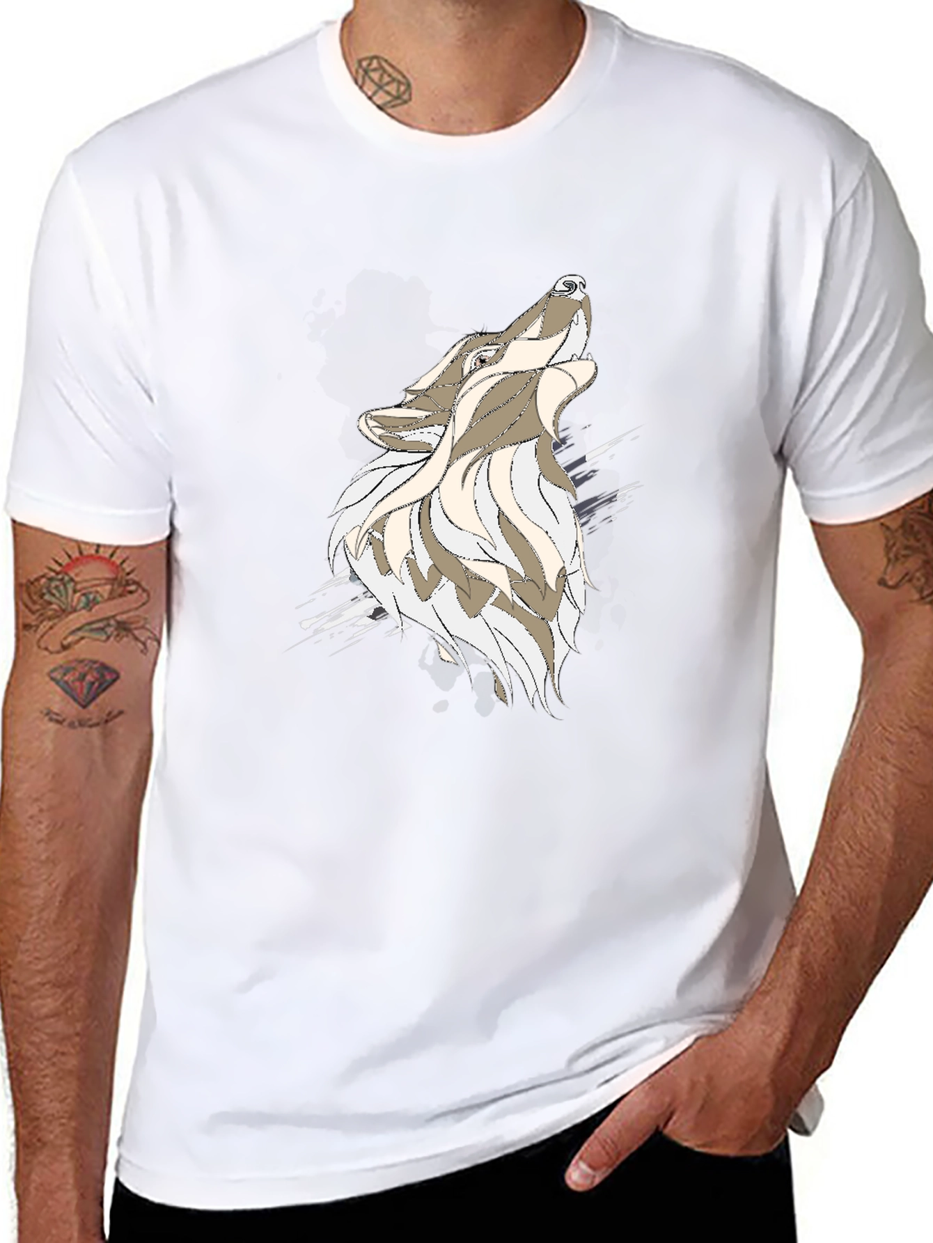 Black Wolf Graphic Tee - Mens Casual Shirt