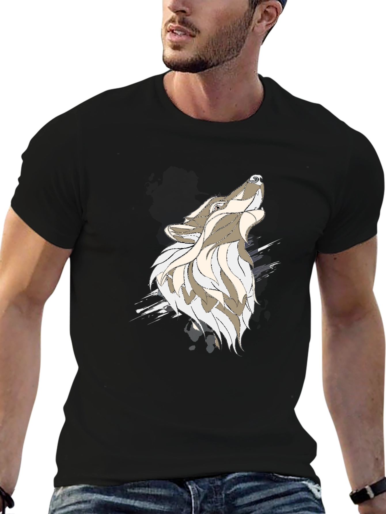Black Wolf Graphic Tee - Mens Casual Shirt