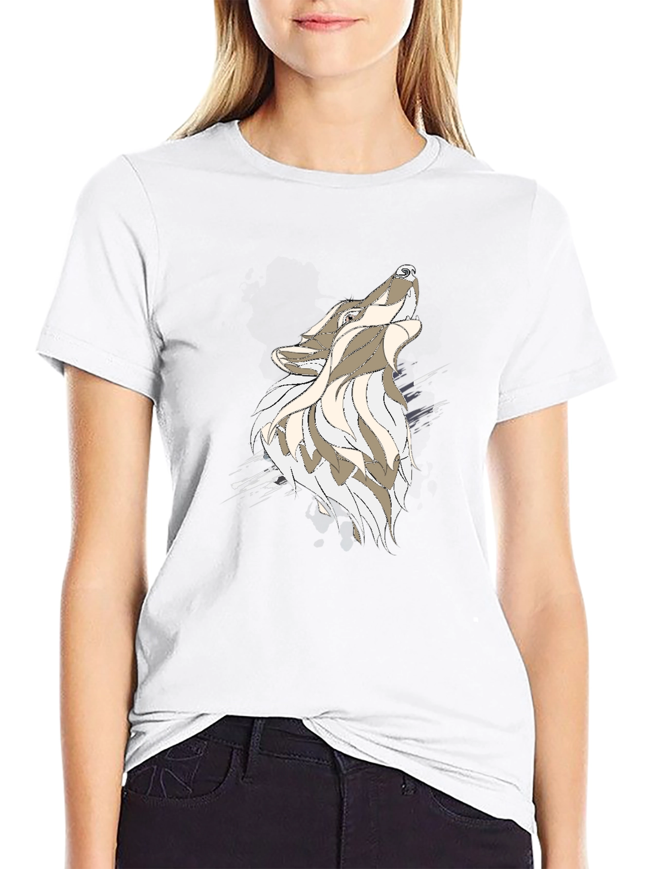 Black Wolf Graphic Tee - Mens Casual Shirt