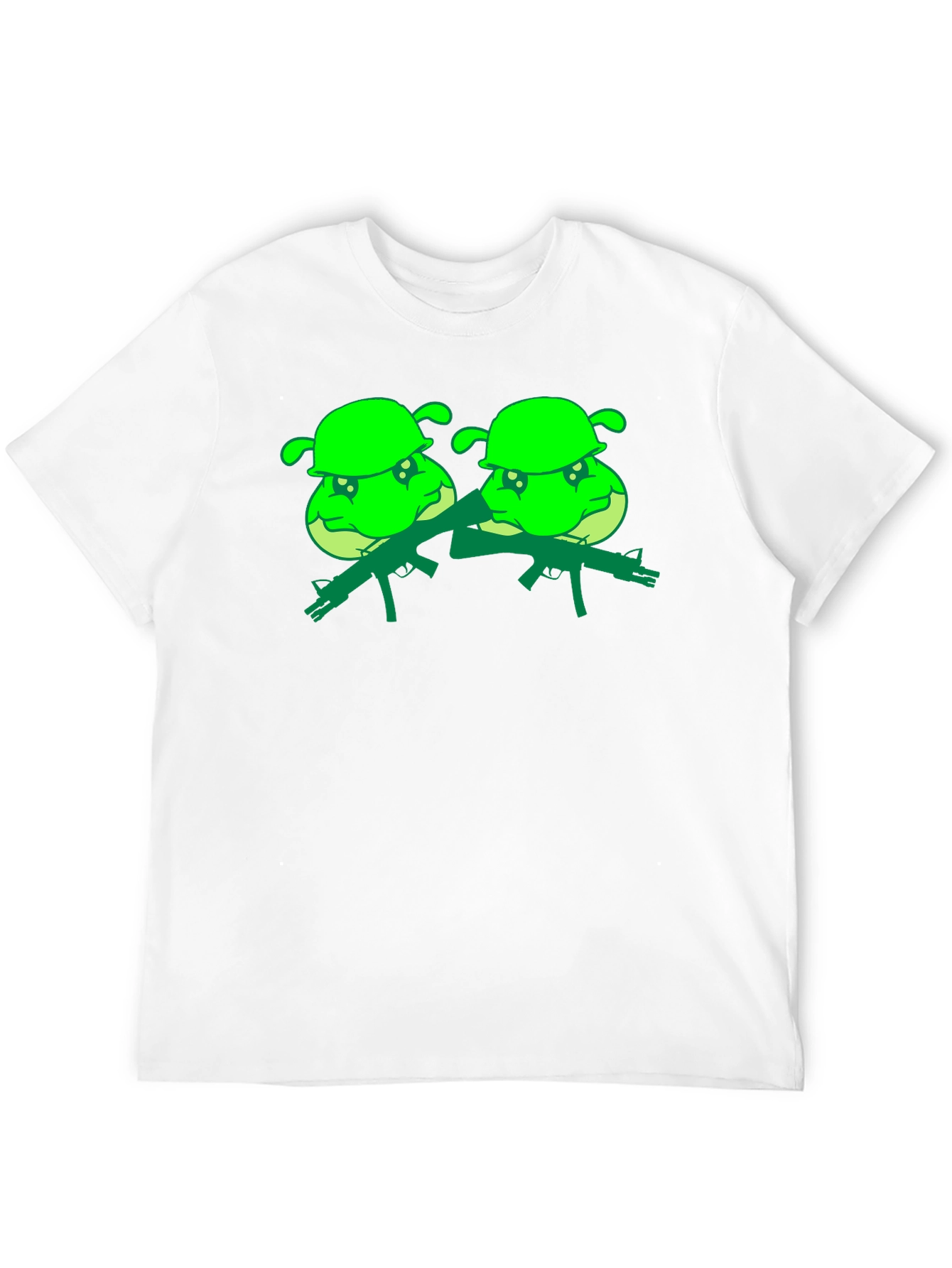Black T-Shirt with Cartoon Shrek Army Design