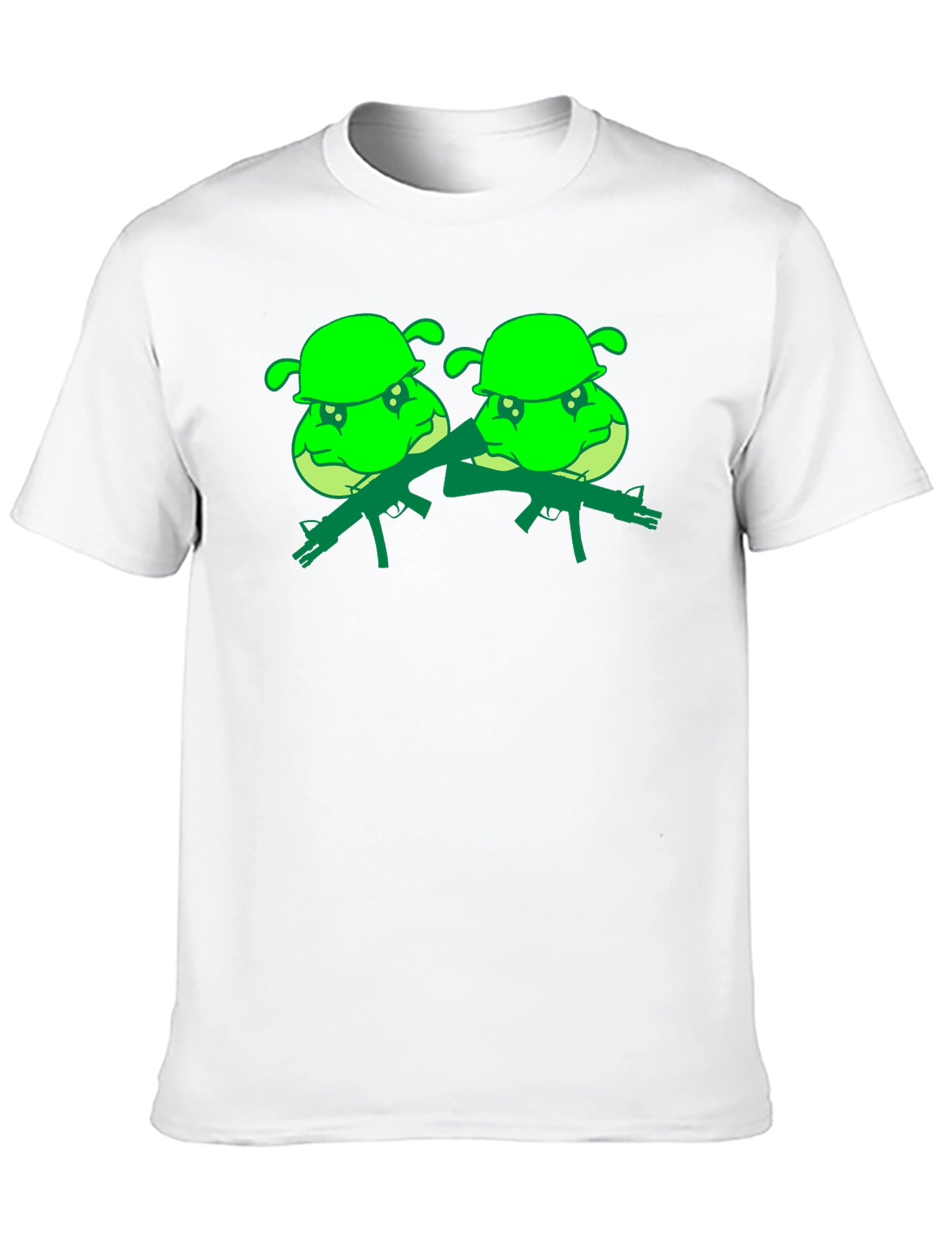 Black T-Shirt with Cartoon Shrek Army Design