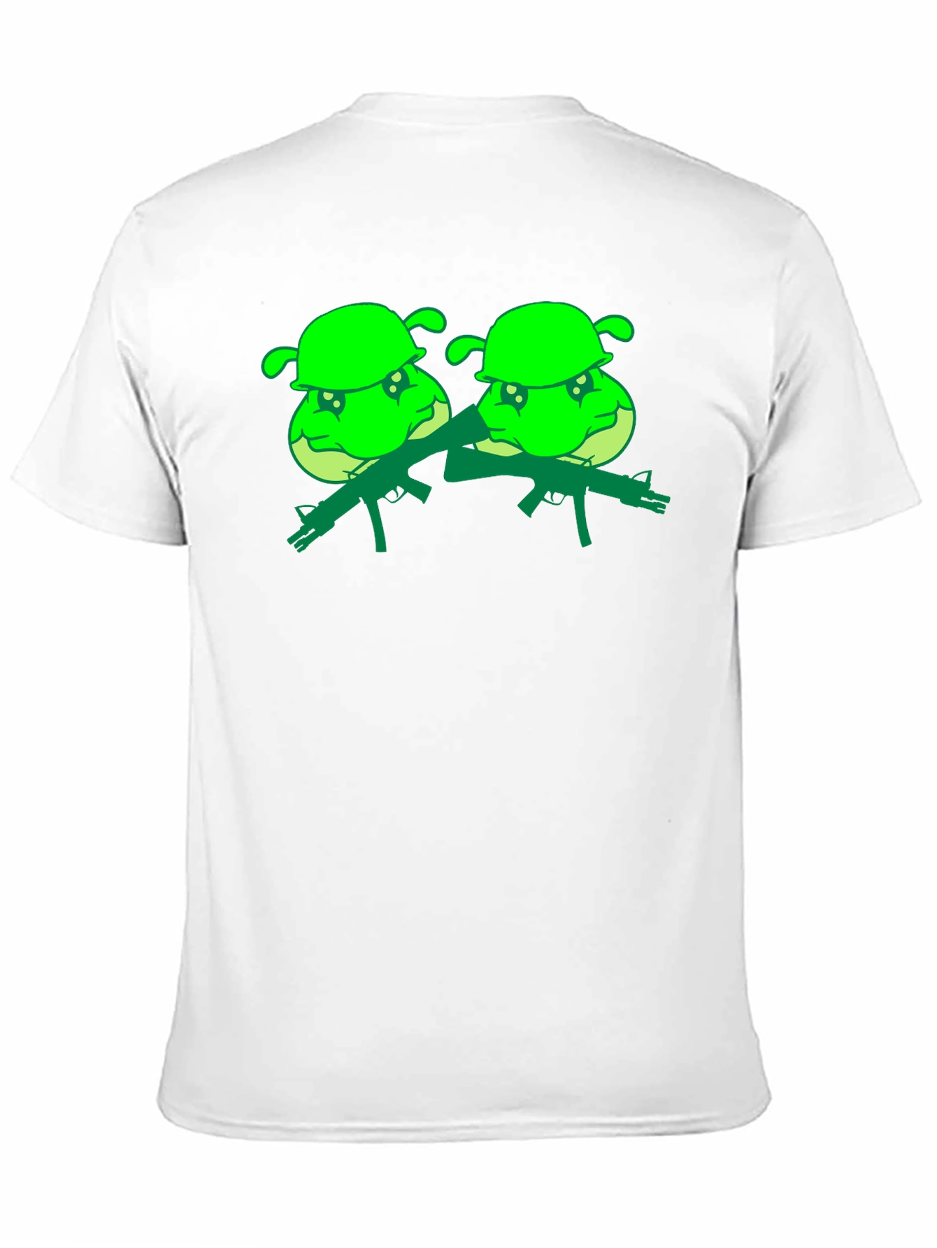 Black T-Shirt with Cartoon Shrek Army Design
