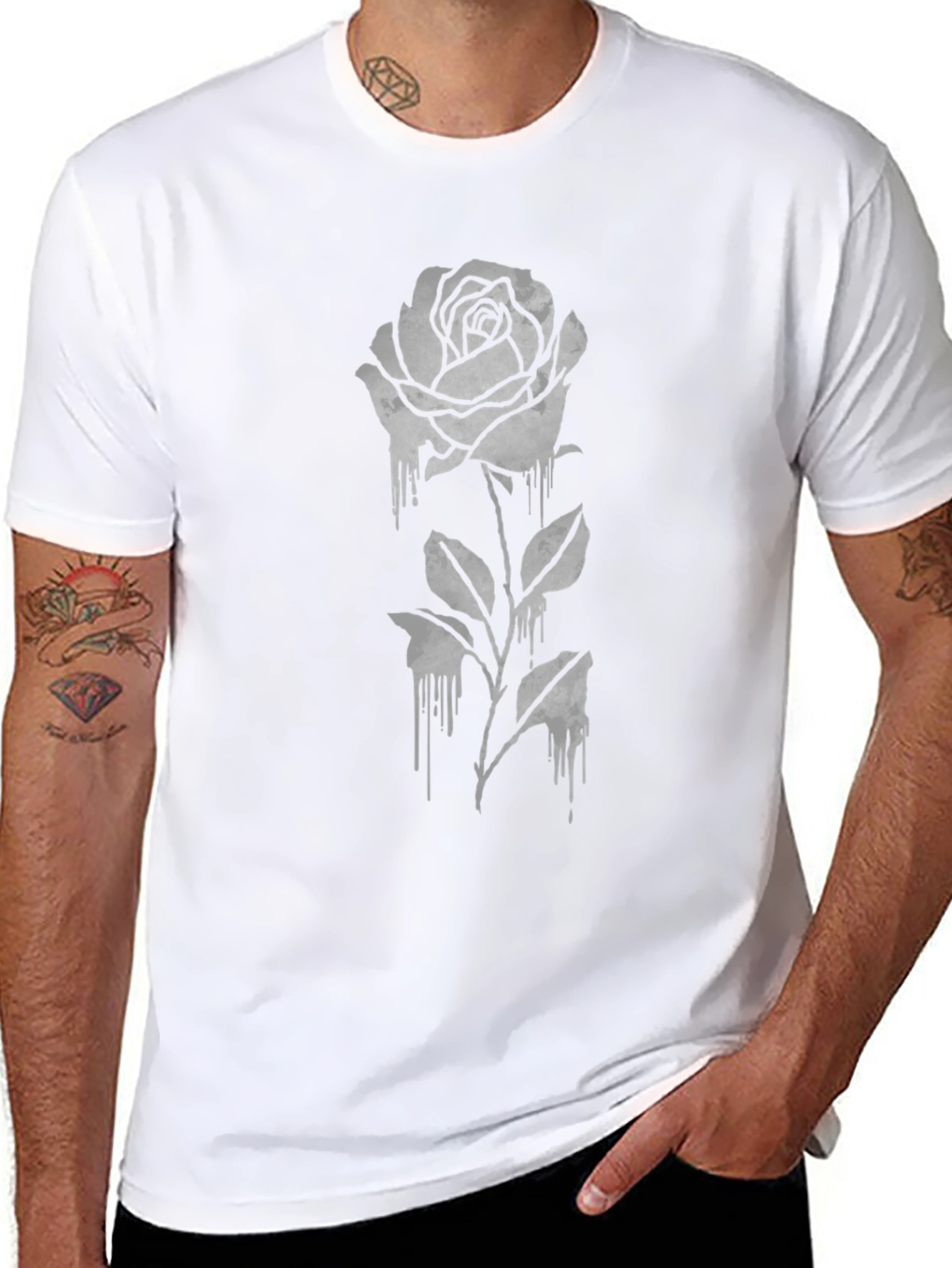 Gothic Rose Graphic Tee - Black