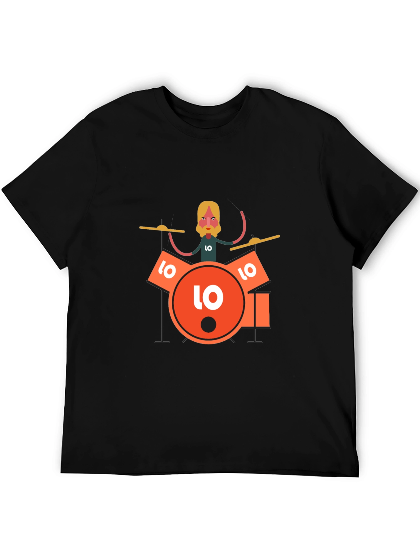 Drummer Graphic Tee - Black Crew Neck T-Shirt