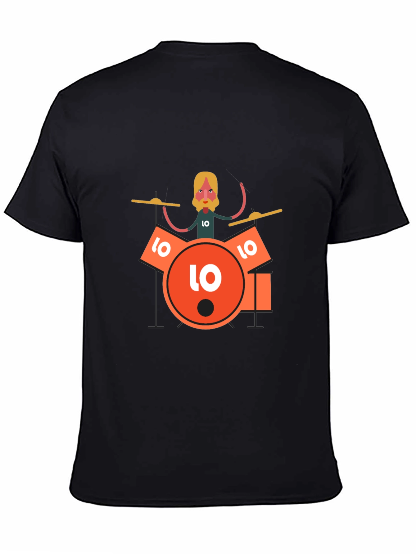 Drummer Graphic Tee - Black Crew Neck T-Shirt