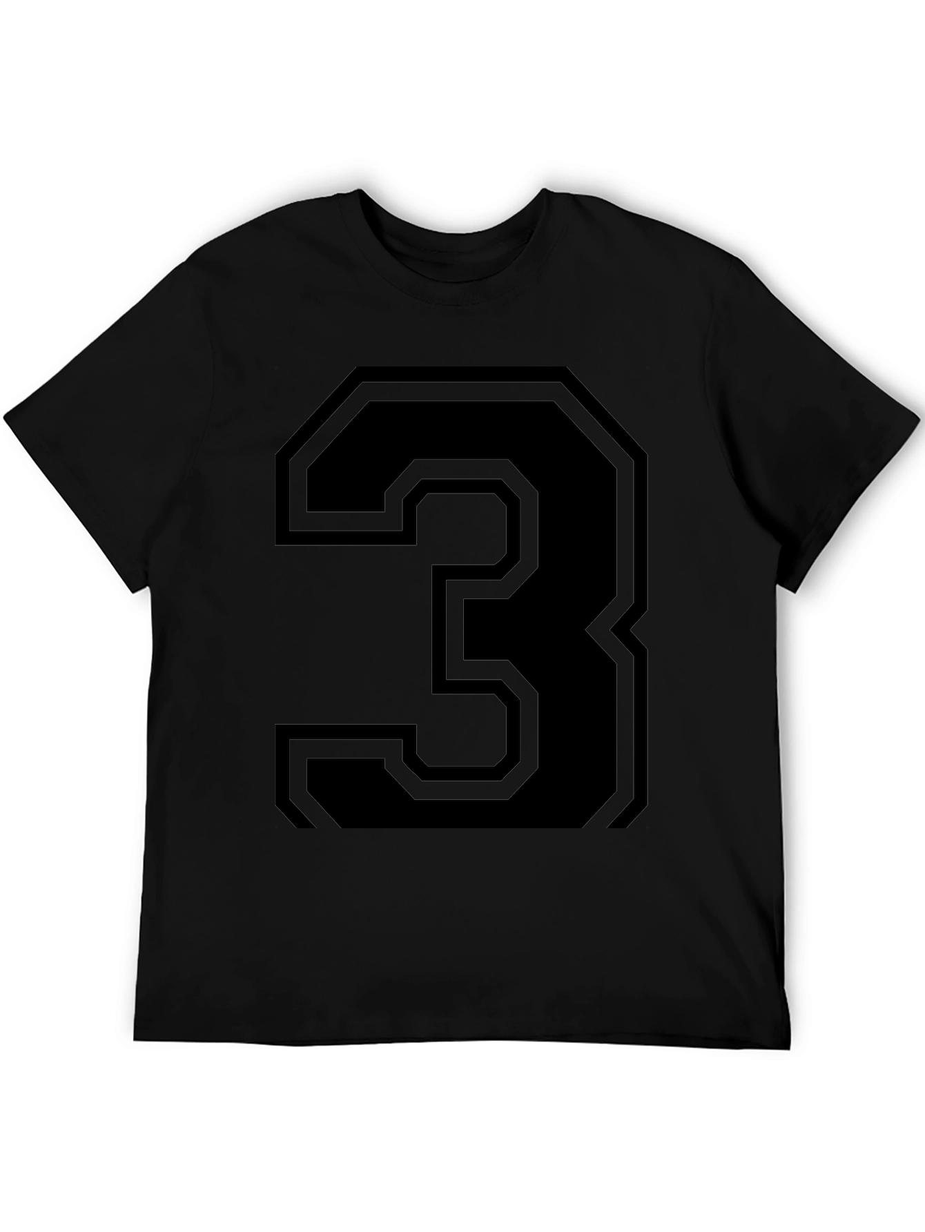 Bold Number 3 Graphic Print T-Shirt