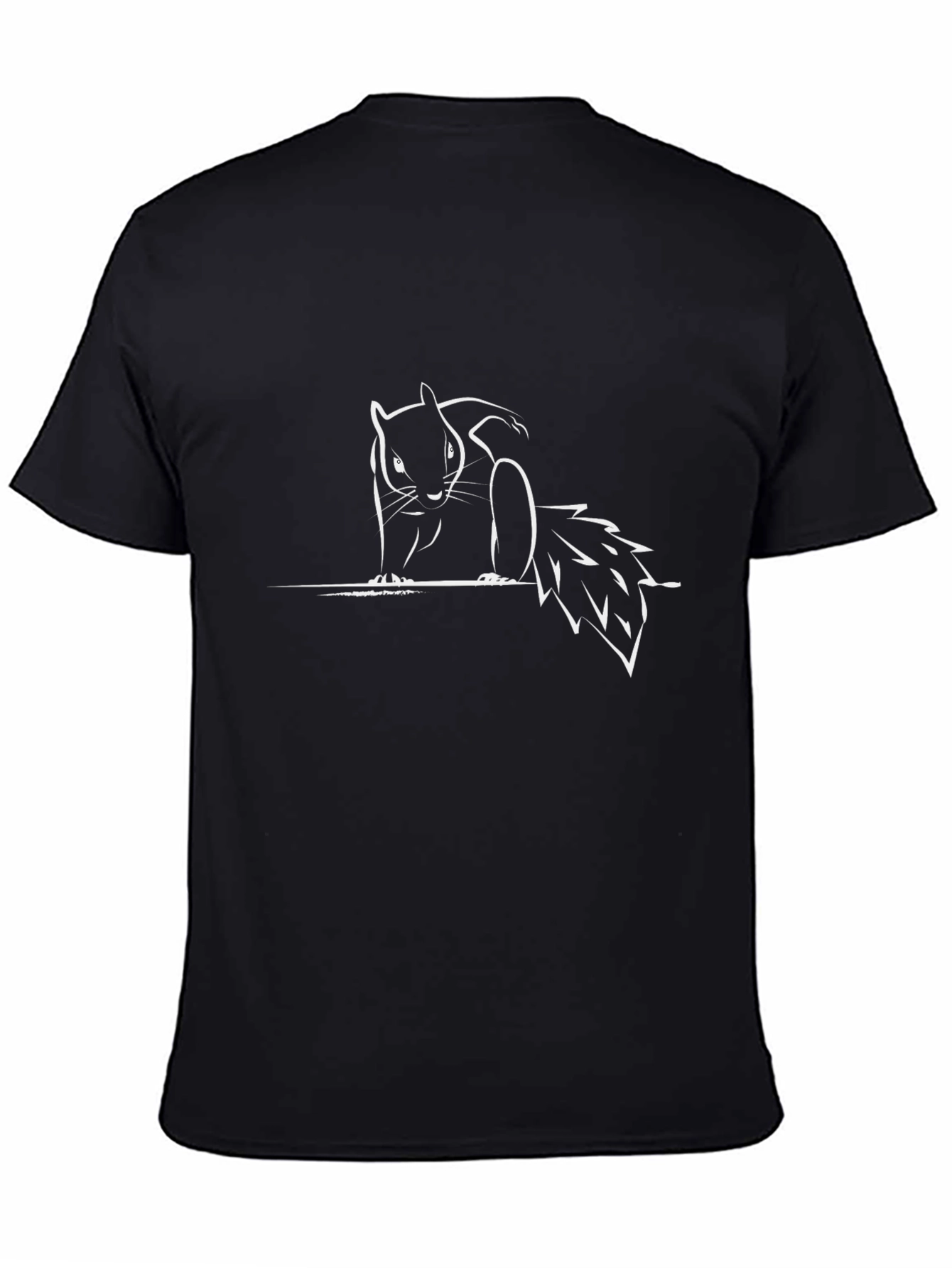Black T-Shirt with White Squirrel Graphic