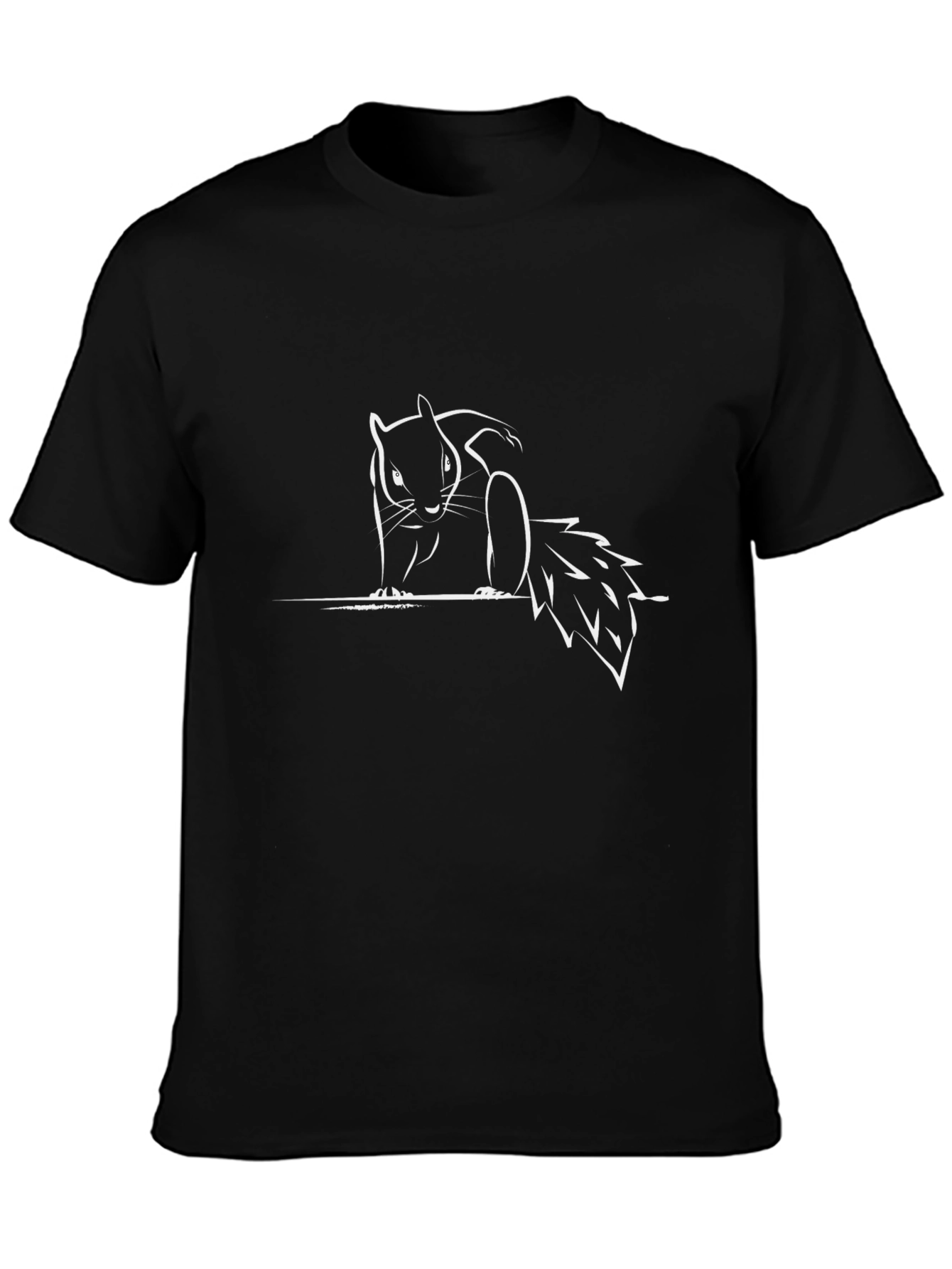 Black T-Shirt with White Squirrel Graphic