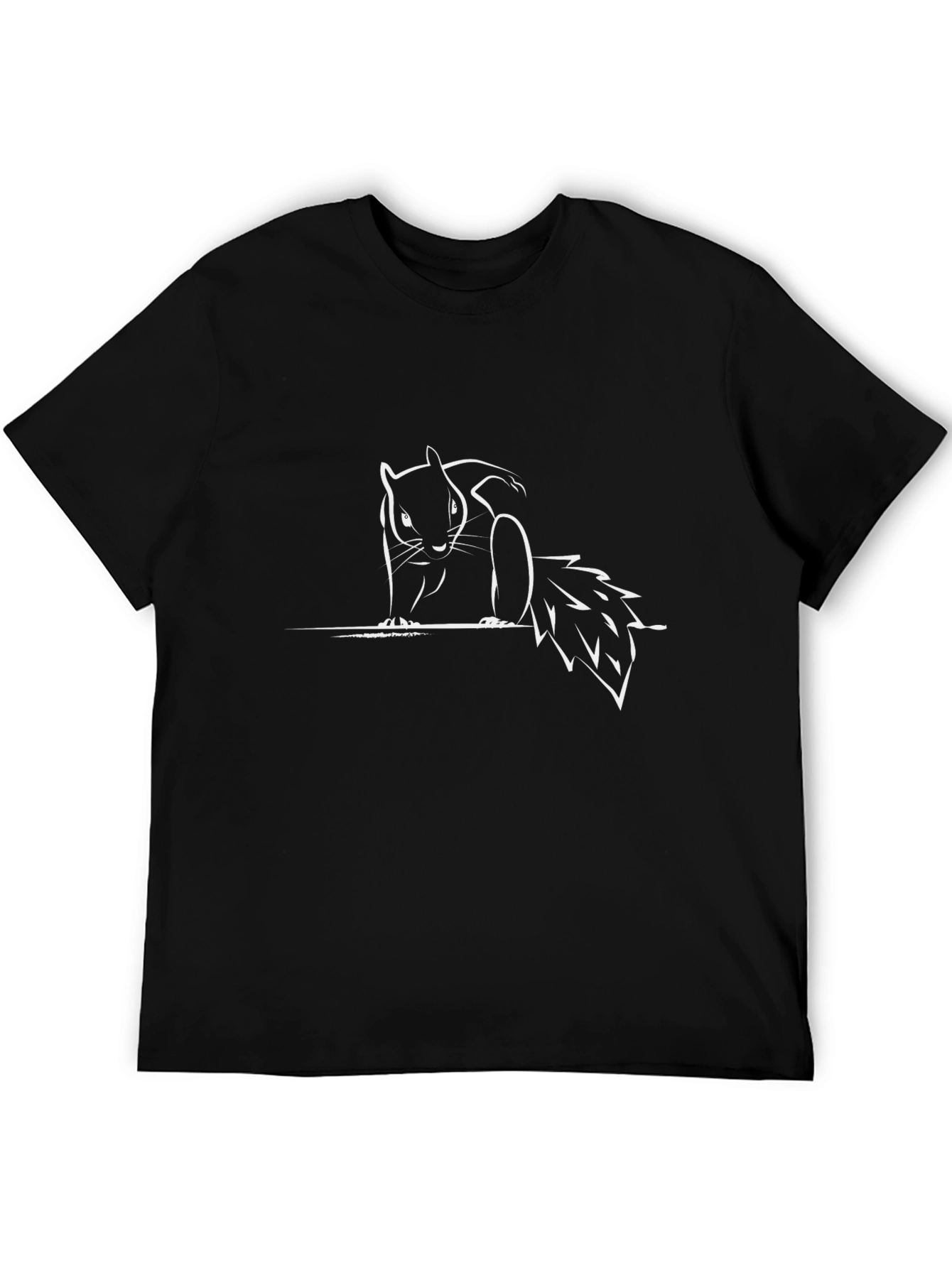 Black T-Shirt with White Squirrel Graphic