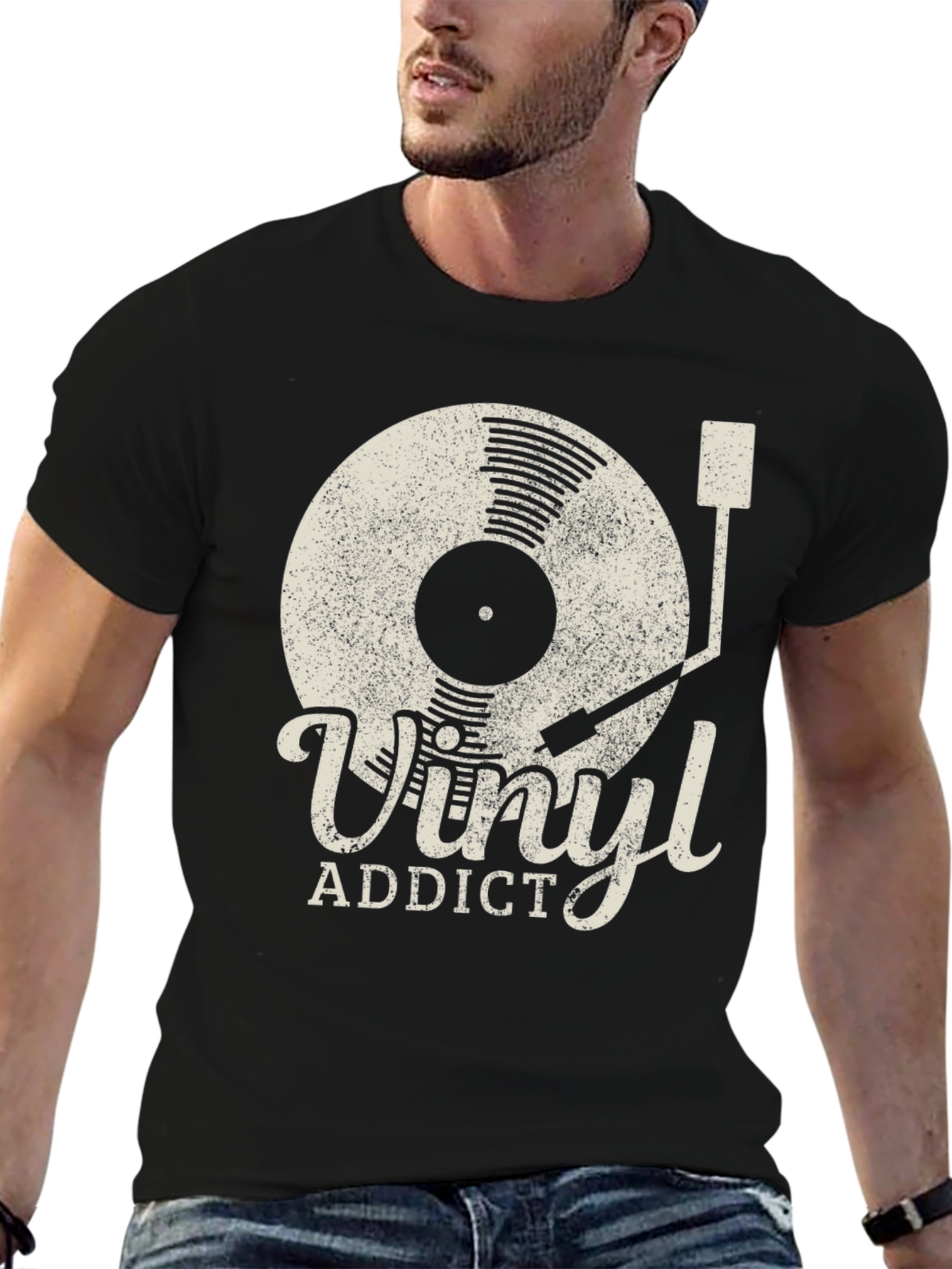 Vinyl Addict T-Shirt Retro Style Music Lover Tee
