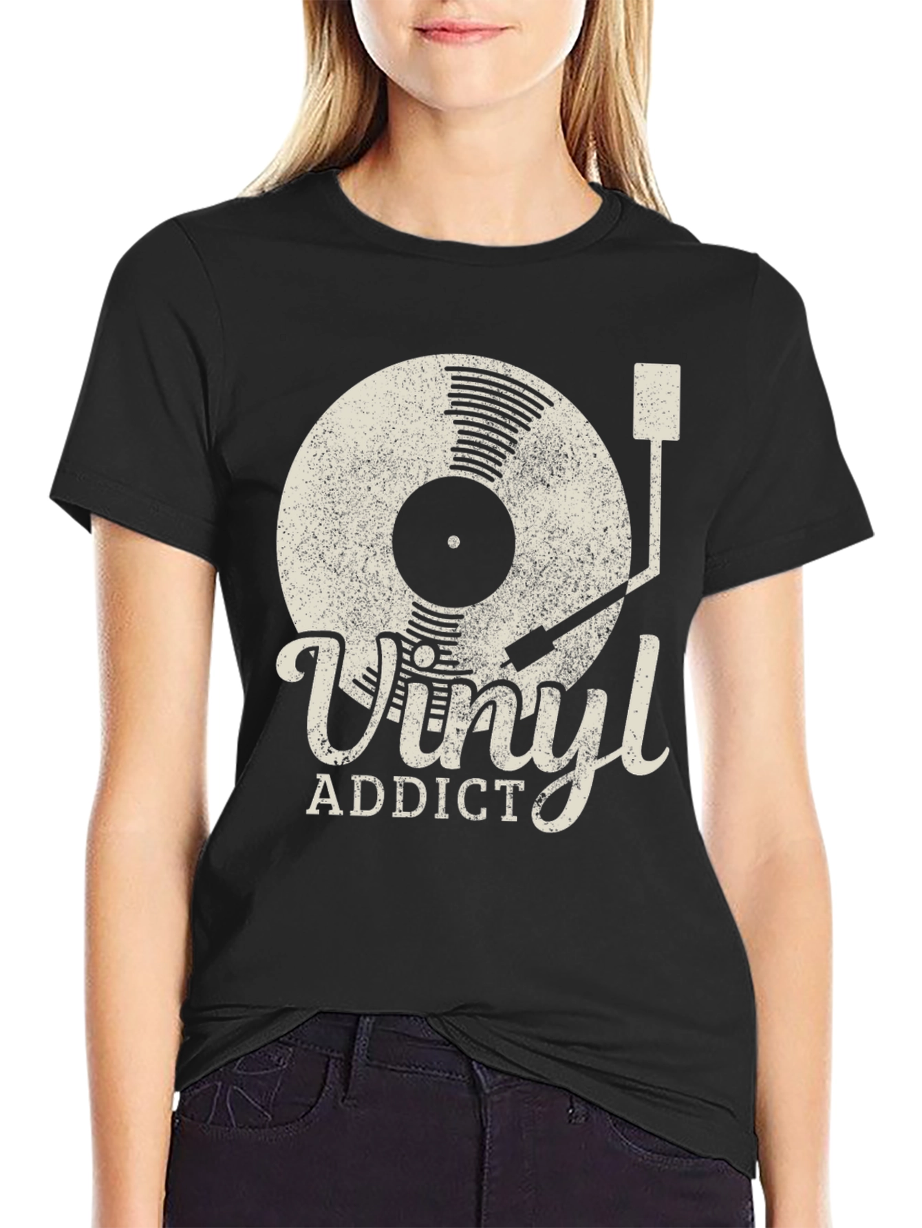 Vinyl Addict T-Shirt Retro Style Music Lover Tee
