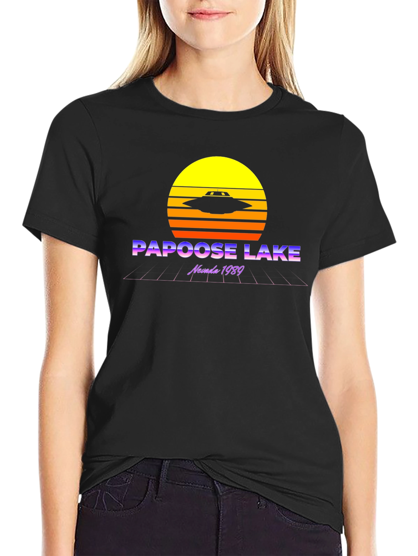 Papoose Lake 1989 Retro UFO Graphic T-Shirt