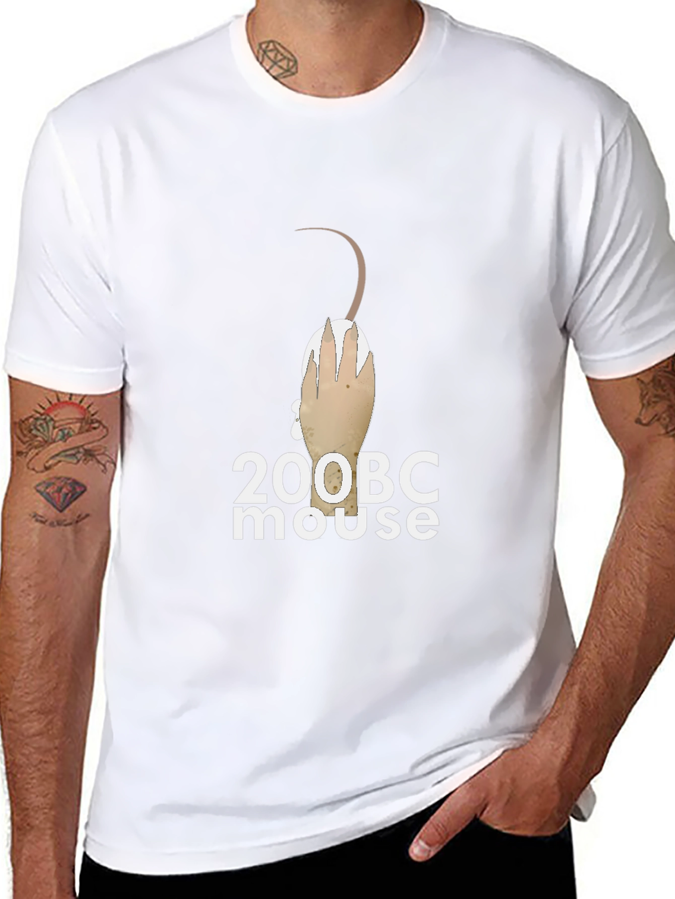 200 BC Mouse Graphic Tee - Black Cotton T-Shirt