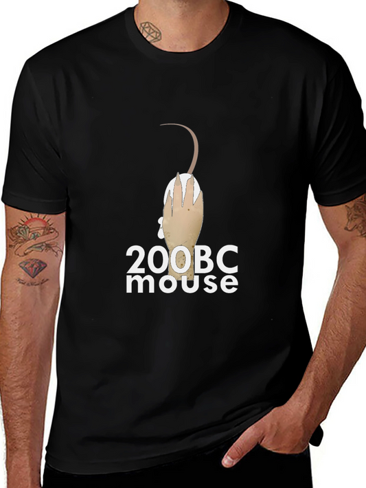 200 BC Mouse Graphic Tee - Black Cotton T-Shirt
