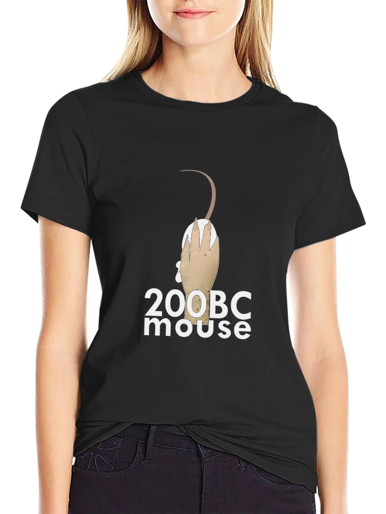 200 BC Mouse Graphic Tee - Black Cotton T-Shirt