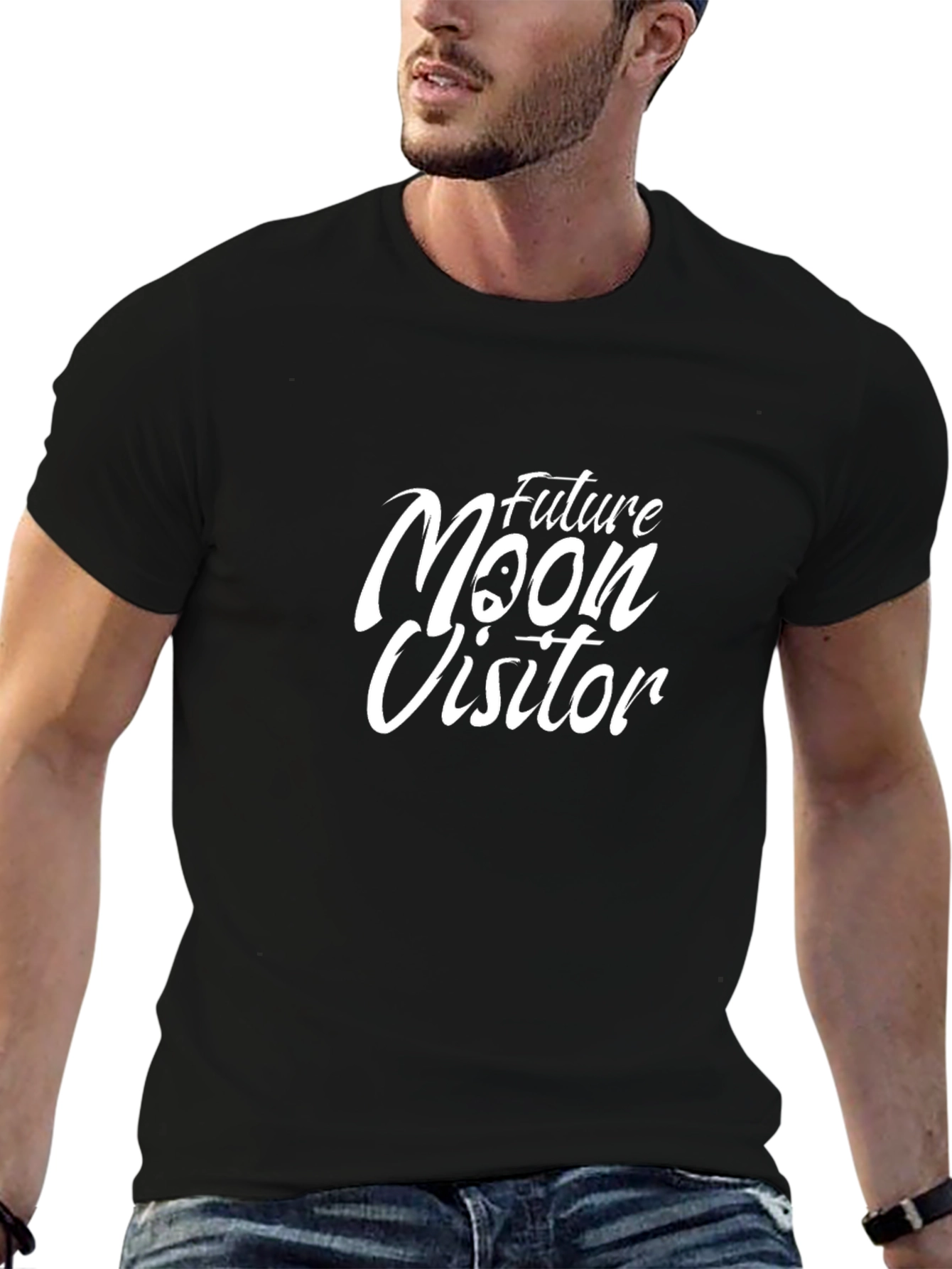 Future Moon Visitor Black T-Shirt
