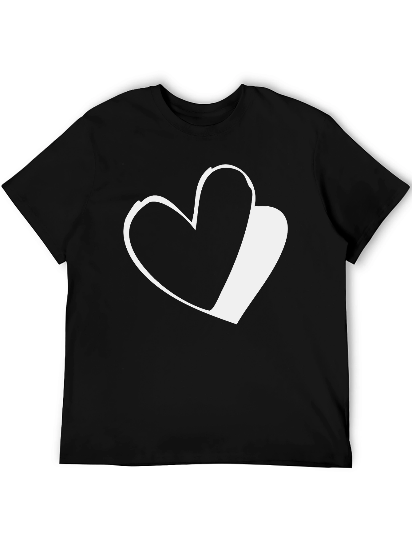 Heart Graphic Black T-Shirt Casual Wear