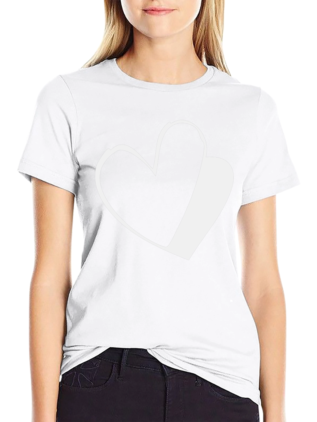 Heart Graphic Black T-Shirt Casual Wear