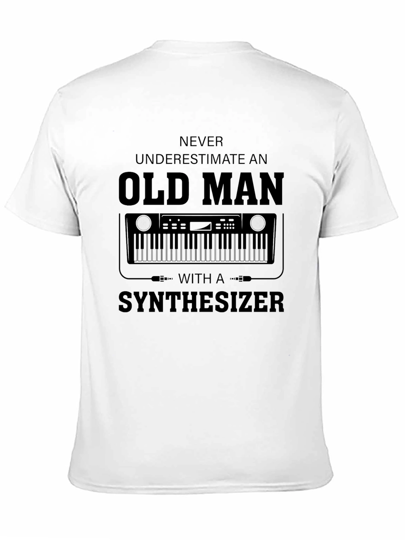 Old Man Synthesizer Black T-Shirt