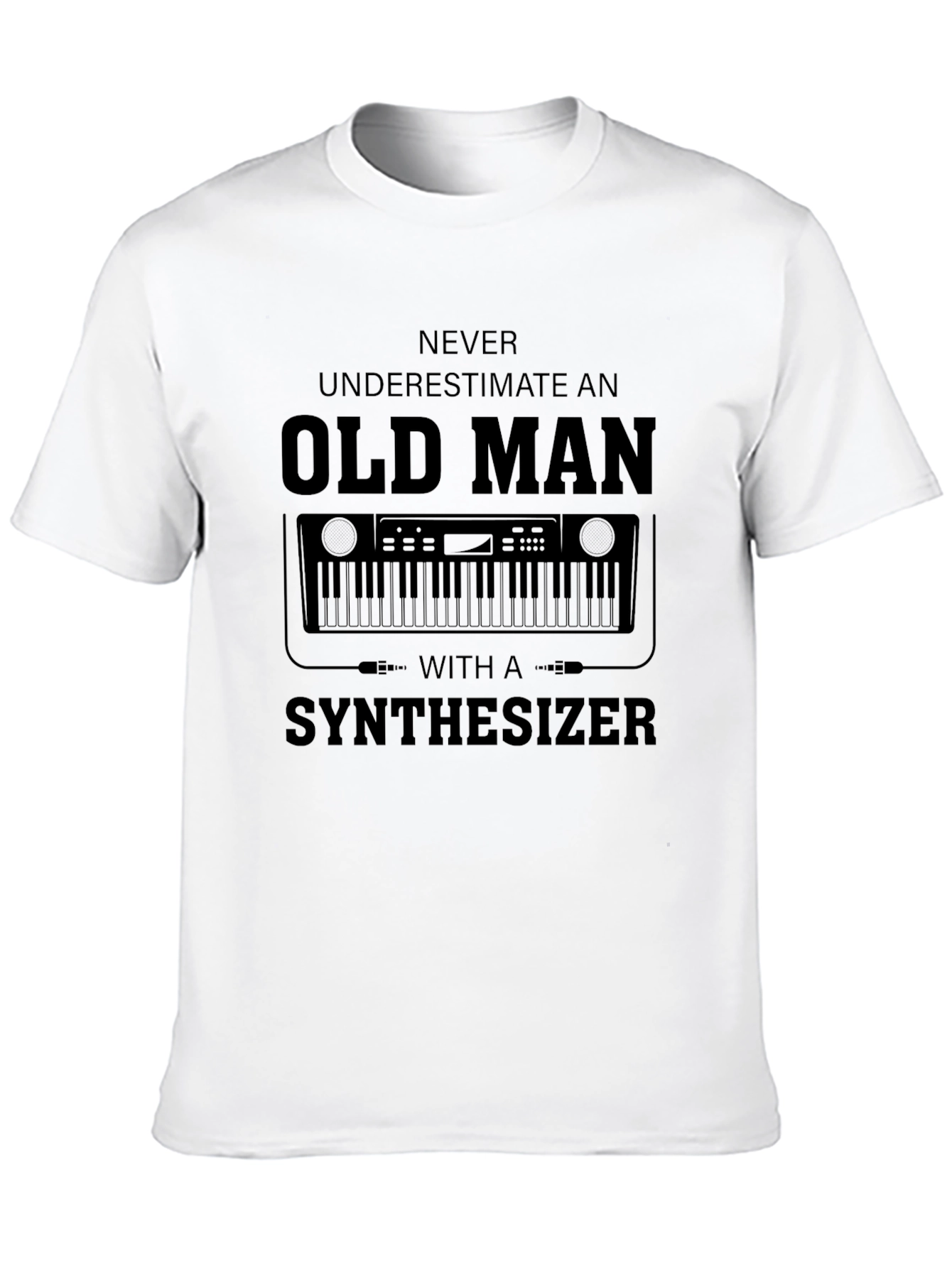 Old Man Synthesizer Black T-Shirt