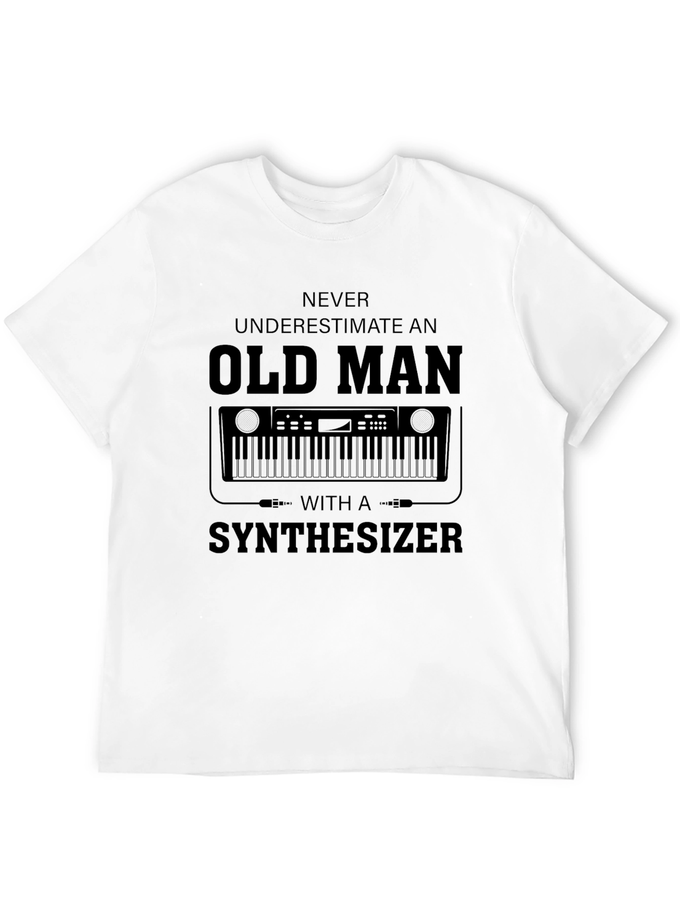 Old Man Synthesizer Black T-Shirt