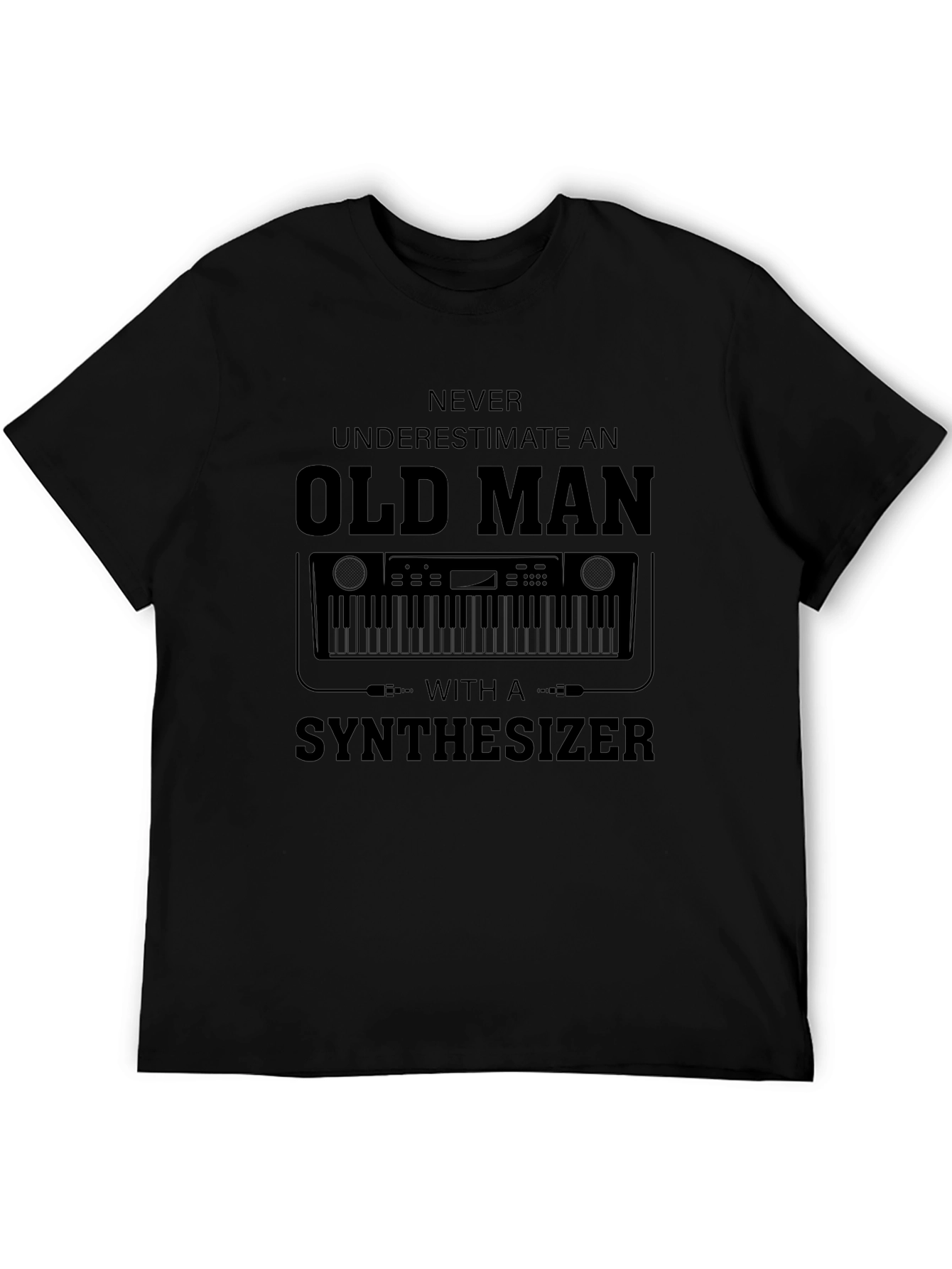Old Man Synthesizer Black T-Shirt