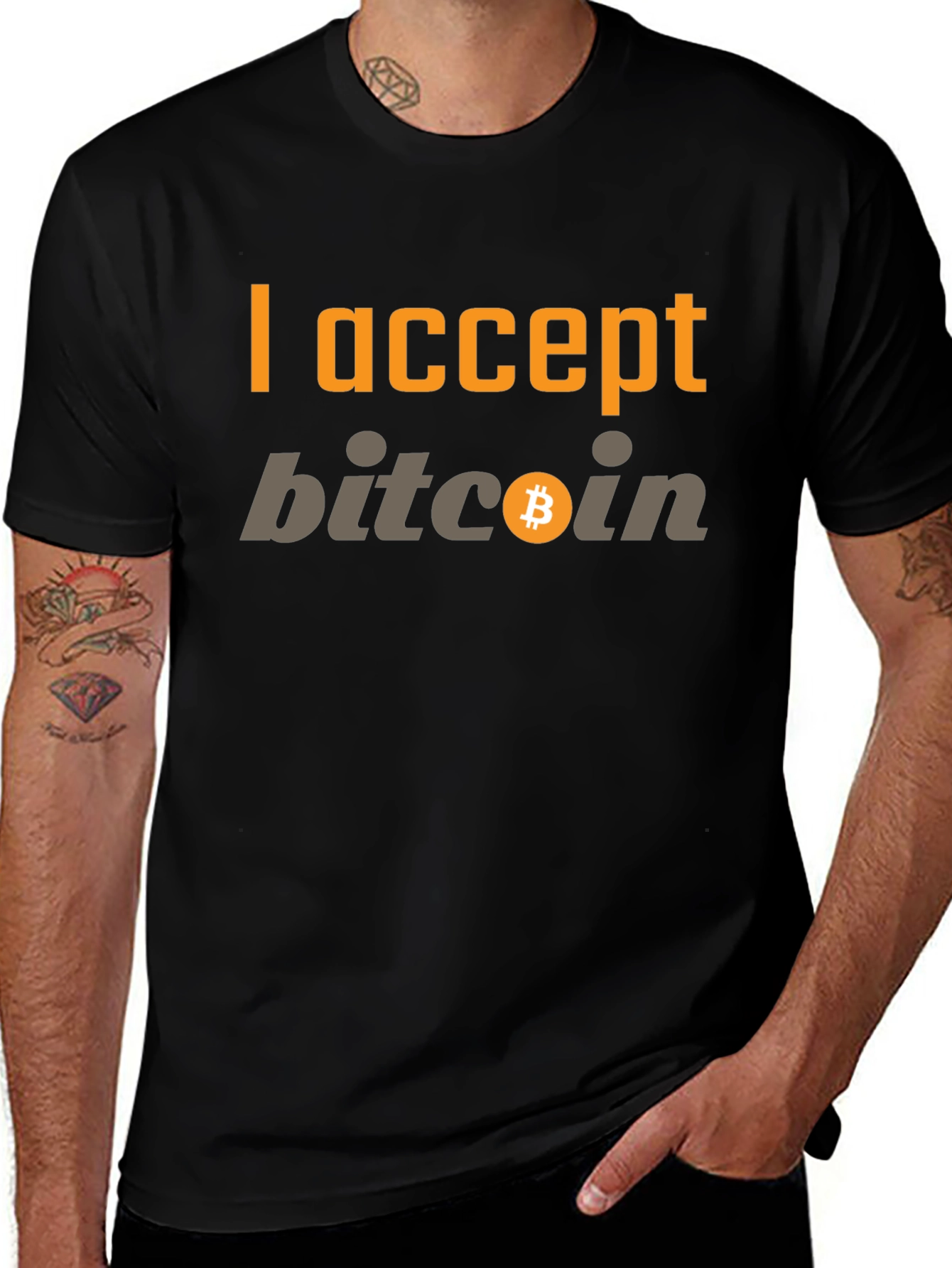 I Accept Bitcoin Black T-Shirt